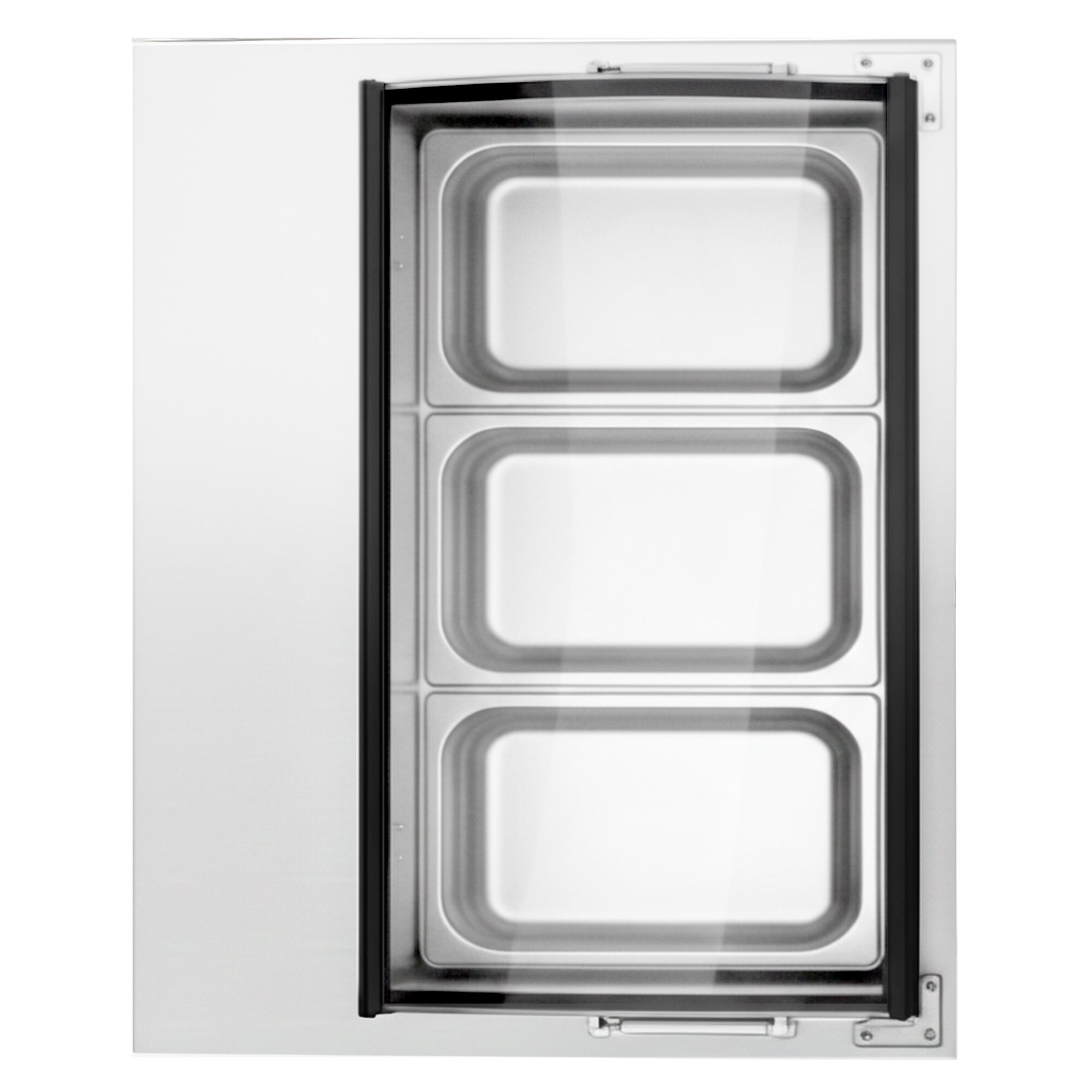 Vitrine à glaces à poser - 867x735mm - Froid statique - Couvercle vitré basculant - avec éclairage LED - pour 4 bacs de 5 L - Côté service