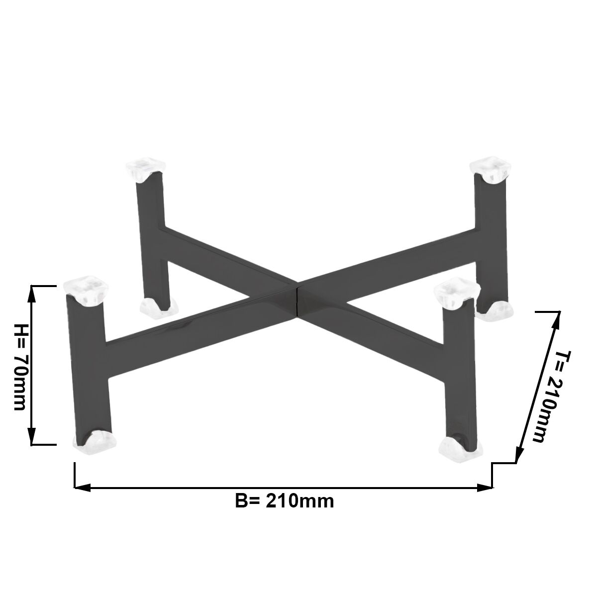 Bufféställ - svart, rostfritt stål - 210x210 mm - Höjd: 70 mm