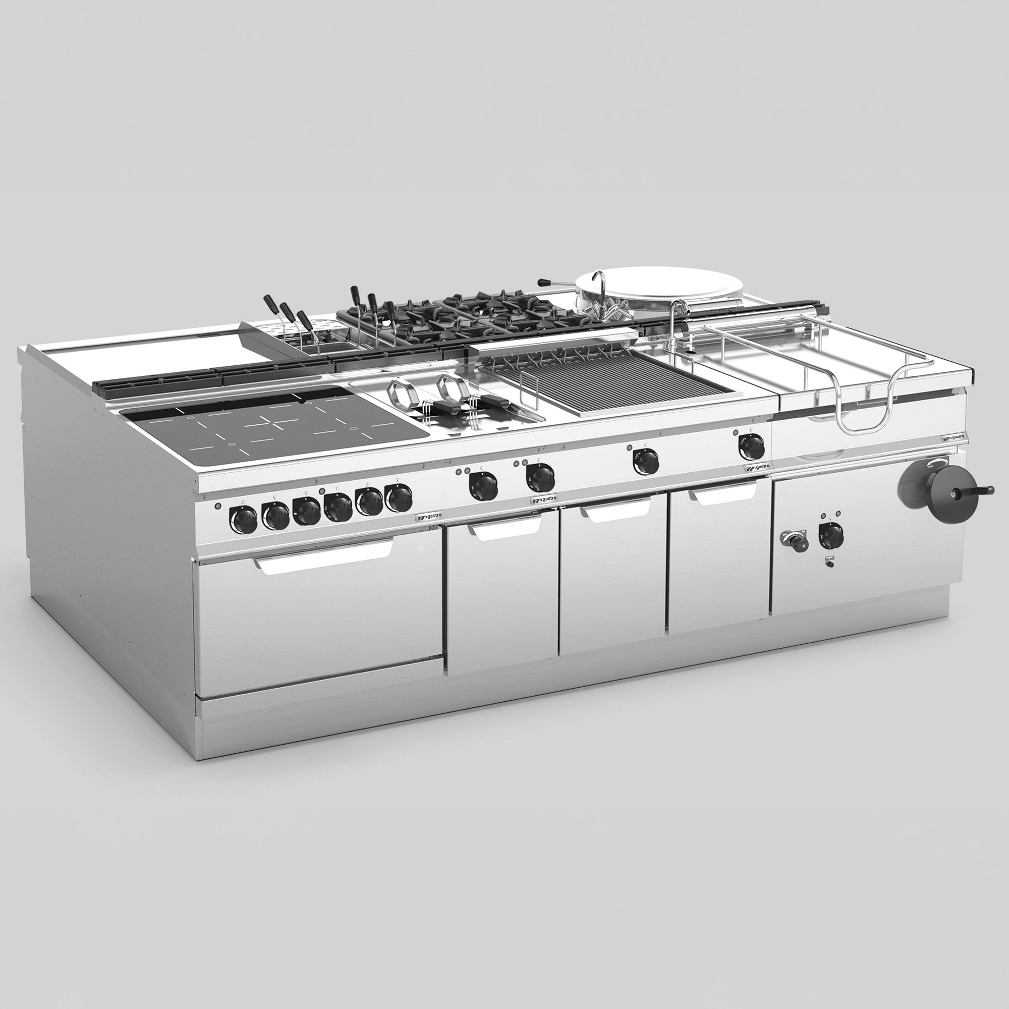 Commercial Gas Griddle - 10kW - Ribbed Plate - Cooking area: 396x667mm - on Stand