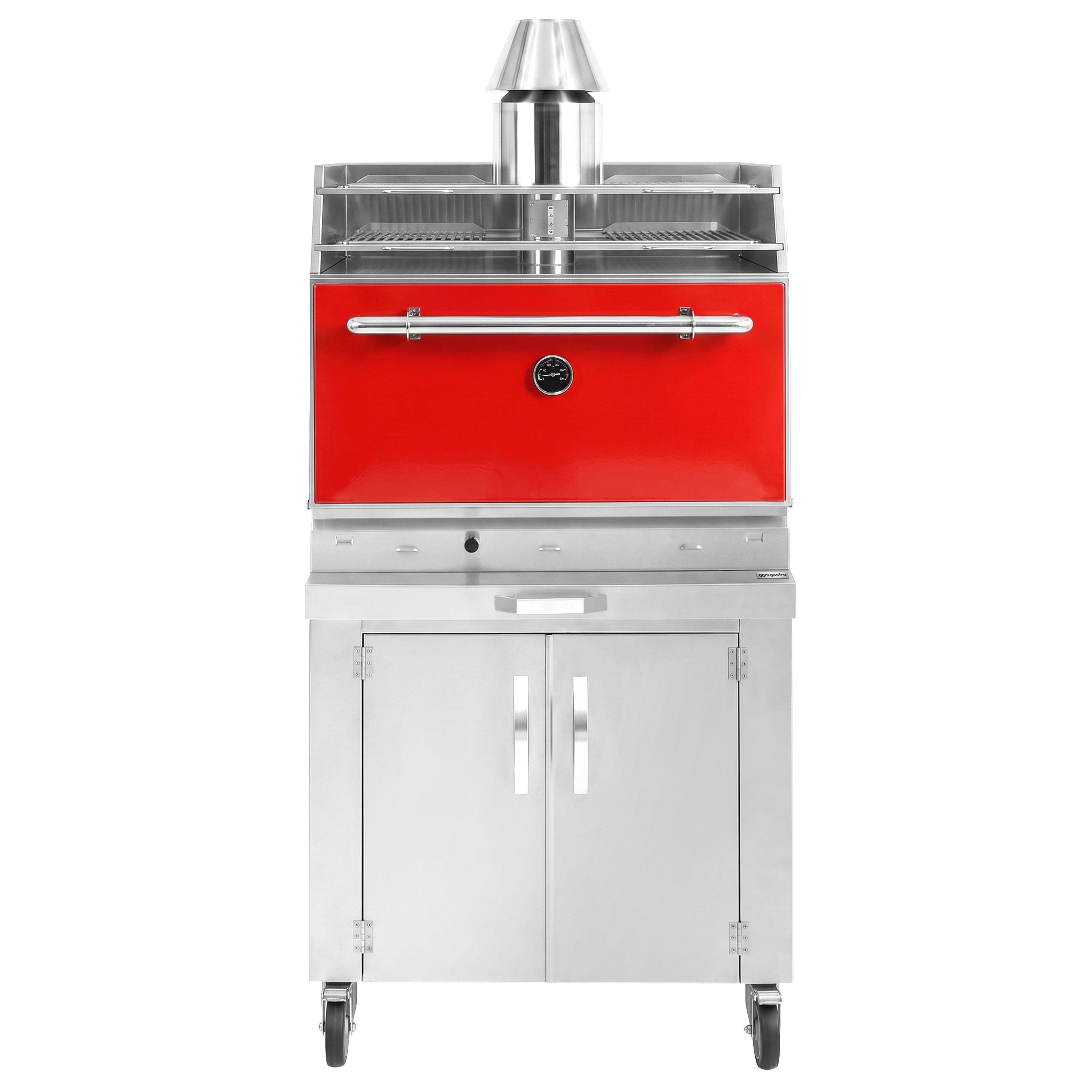 Charcoal Oven - 920mm - with cabinet base - Red