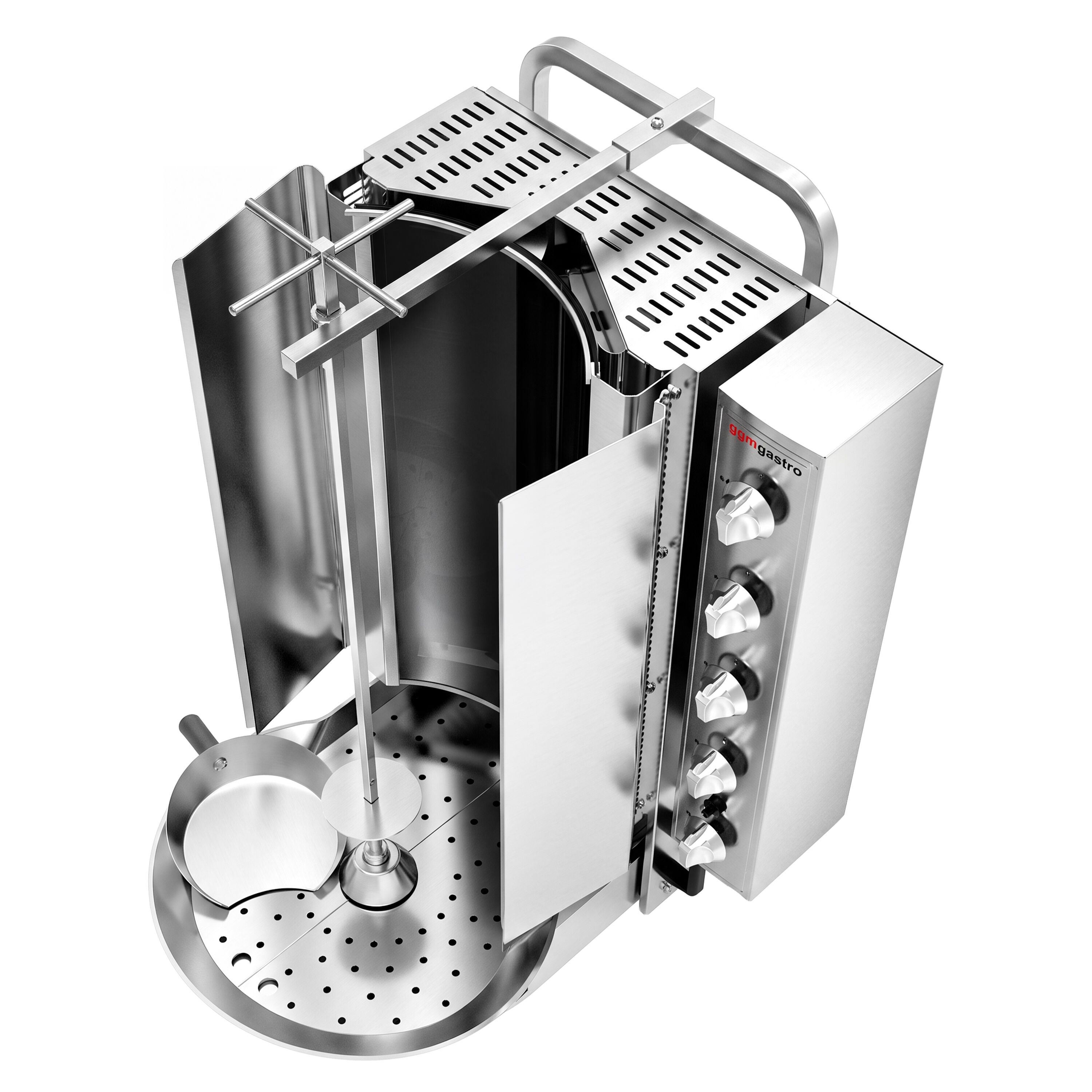 Gas Doner Kebab Grill (Shawarma/Gyros) – with Bottom Motor – ROBAX® Glass – 10 Burners – max. 90 kg – 20 kW