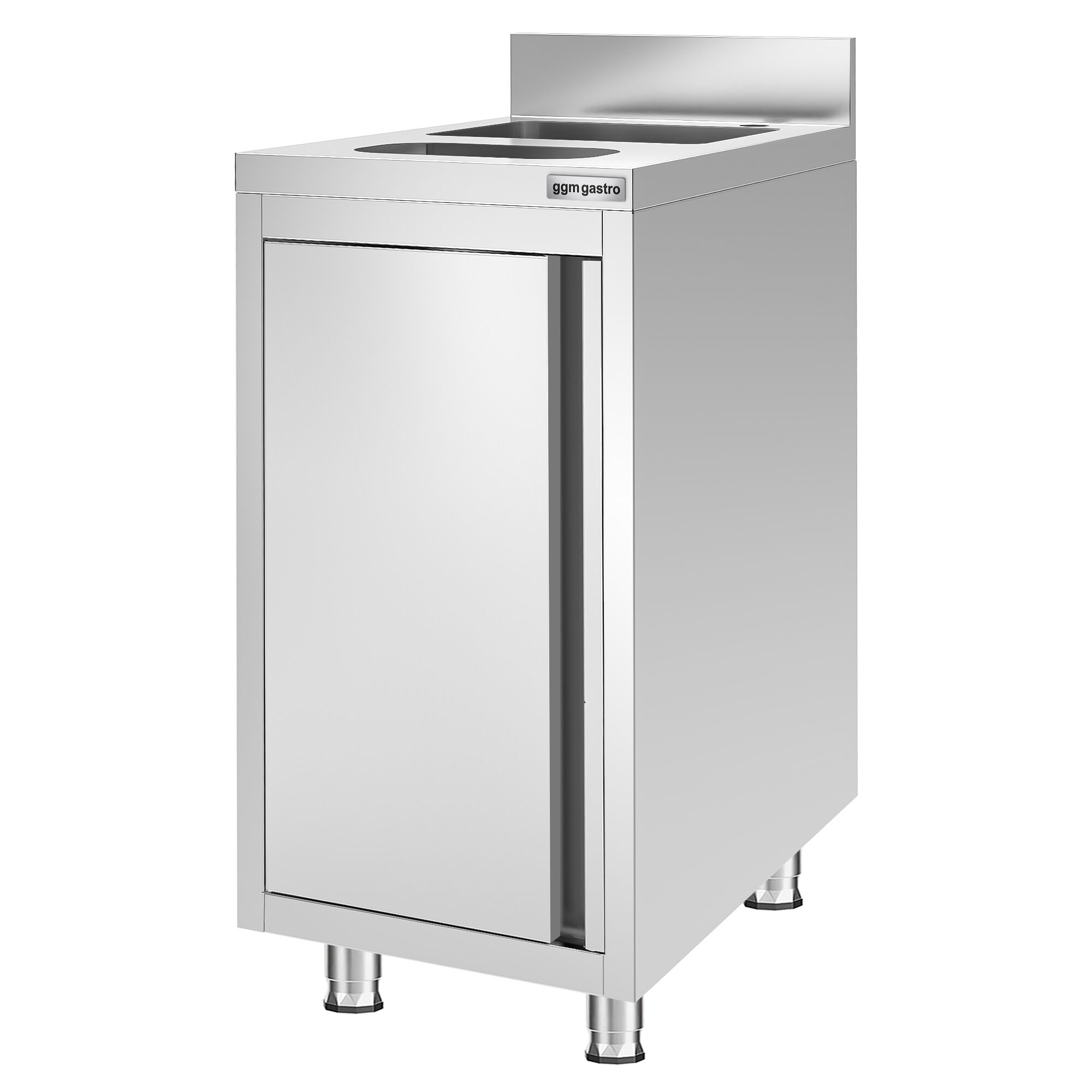 Fregadero industrial con mueble de acero inoxidable - 400x600mm - con papelera y 1 seno
