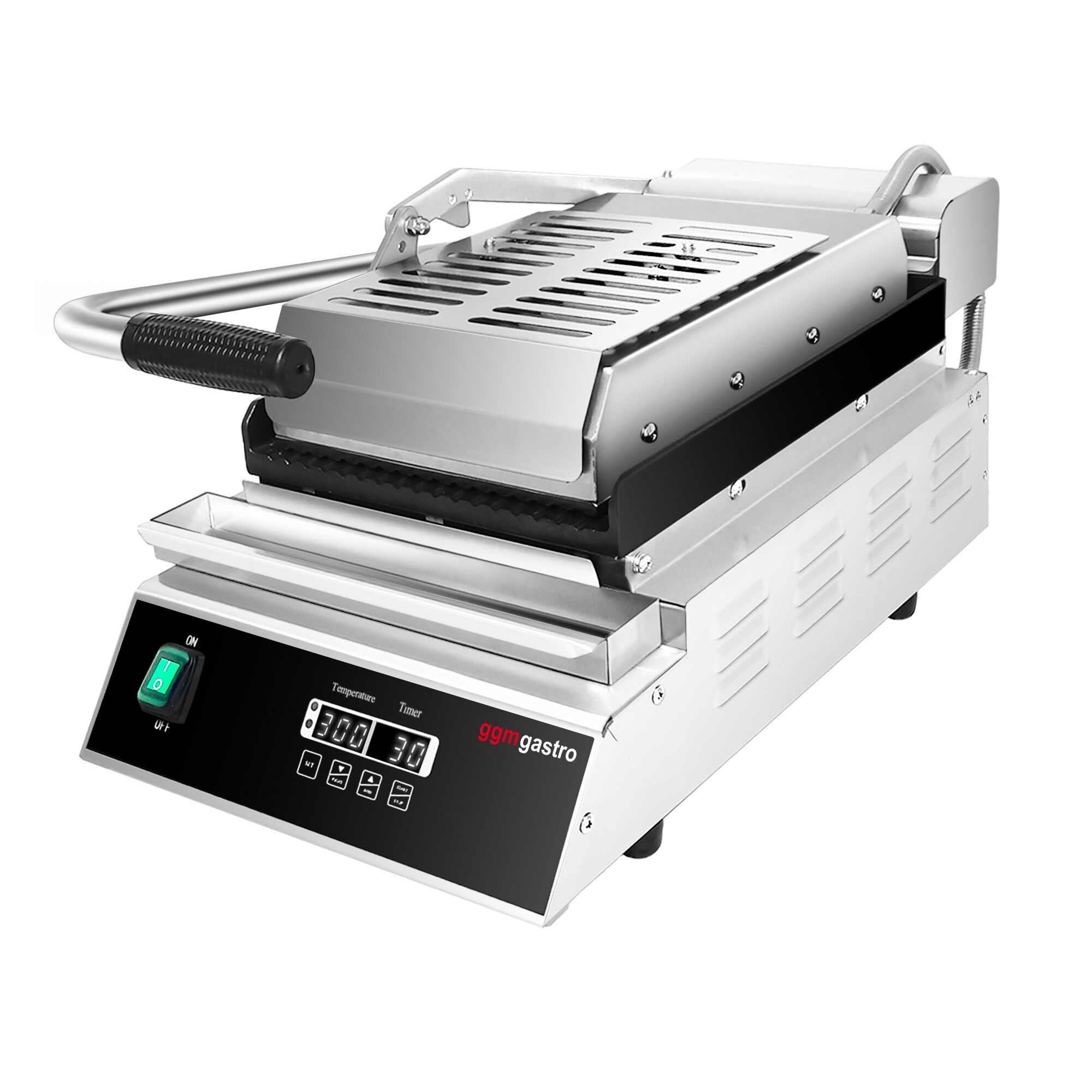 Presse à Panini / Gril de contact - 2,8kW - Automatique - Plaques rainurées - Surface de cuisson : 223x380mm