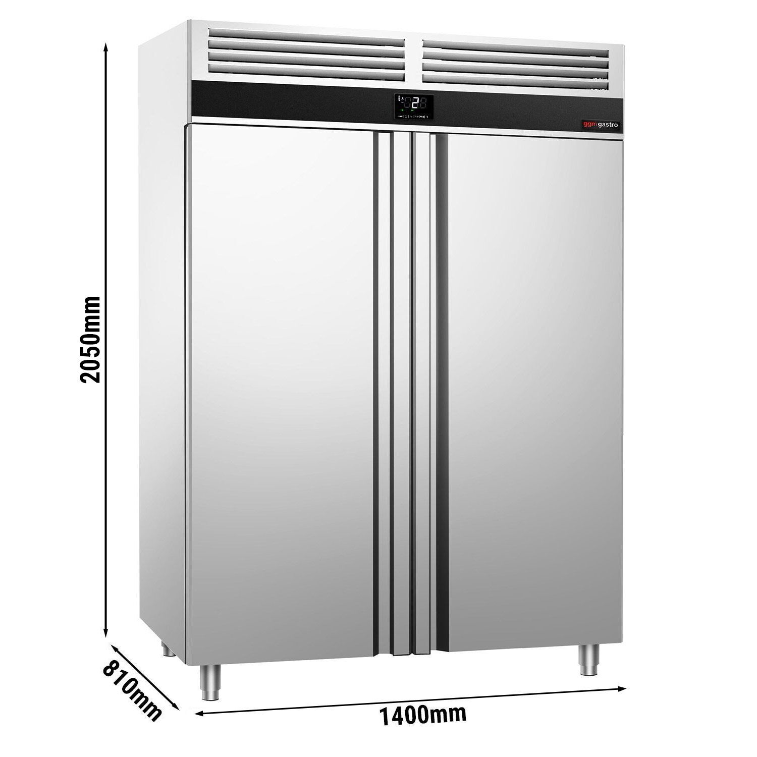 Armoire réfrigérée positive Inox AISI 304 PREMIUM - GN 2/1 - 1350 L - avec 2 portes