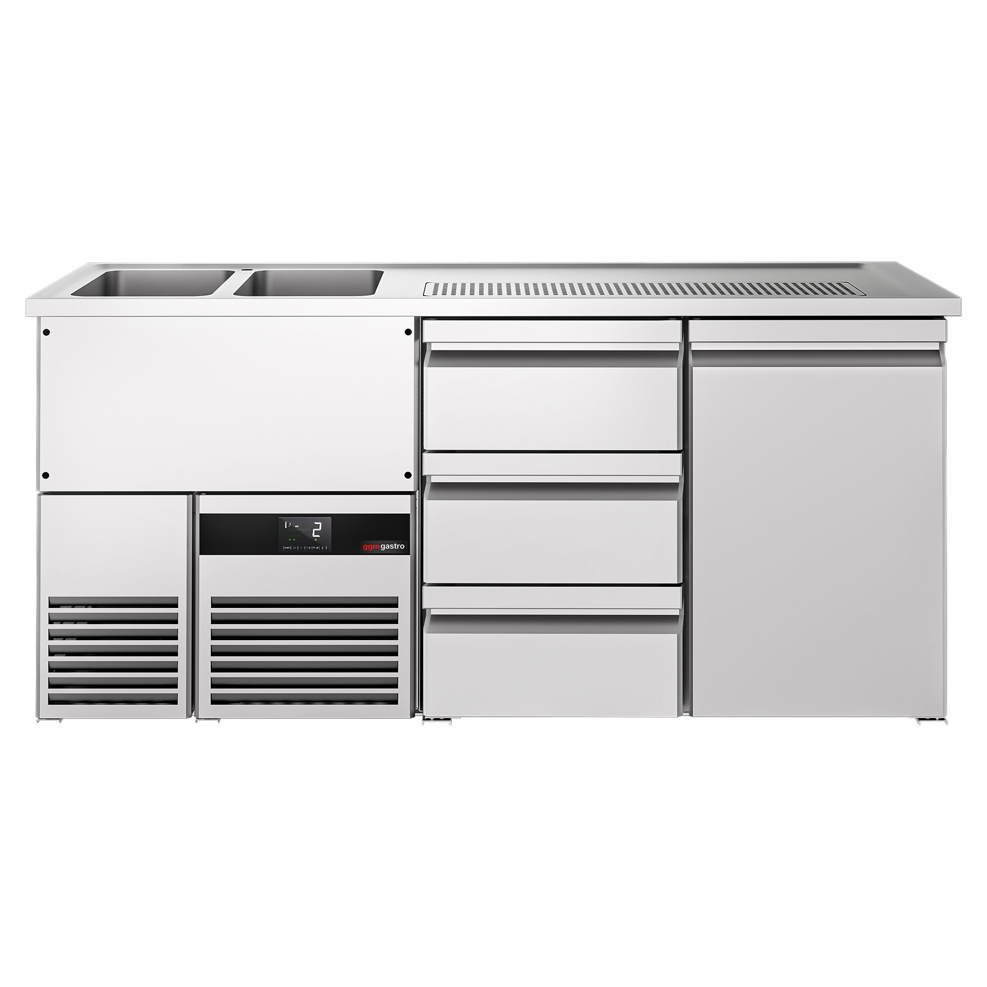 Comptoir de bar réfrigéré PREMIUM - 1950x700mm - 1 porte & 3 tiroirs