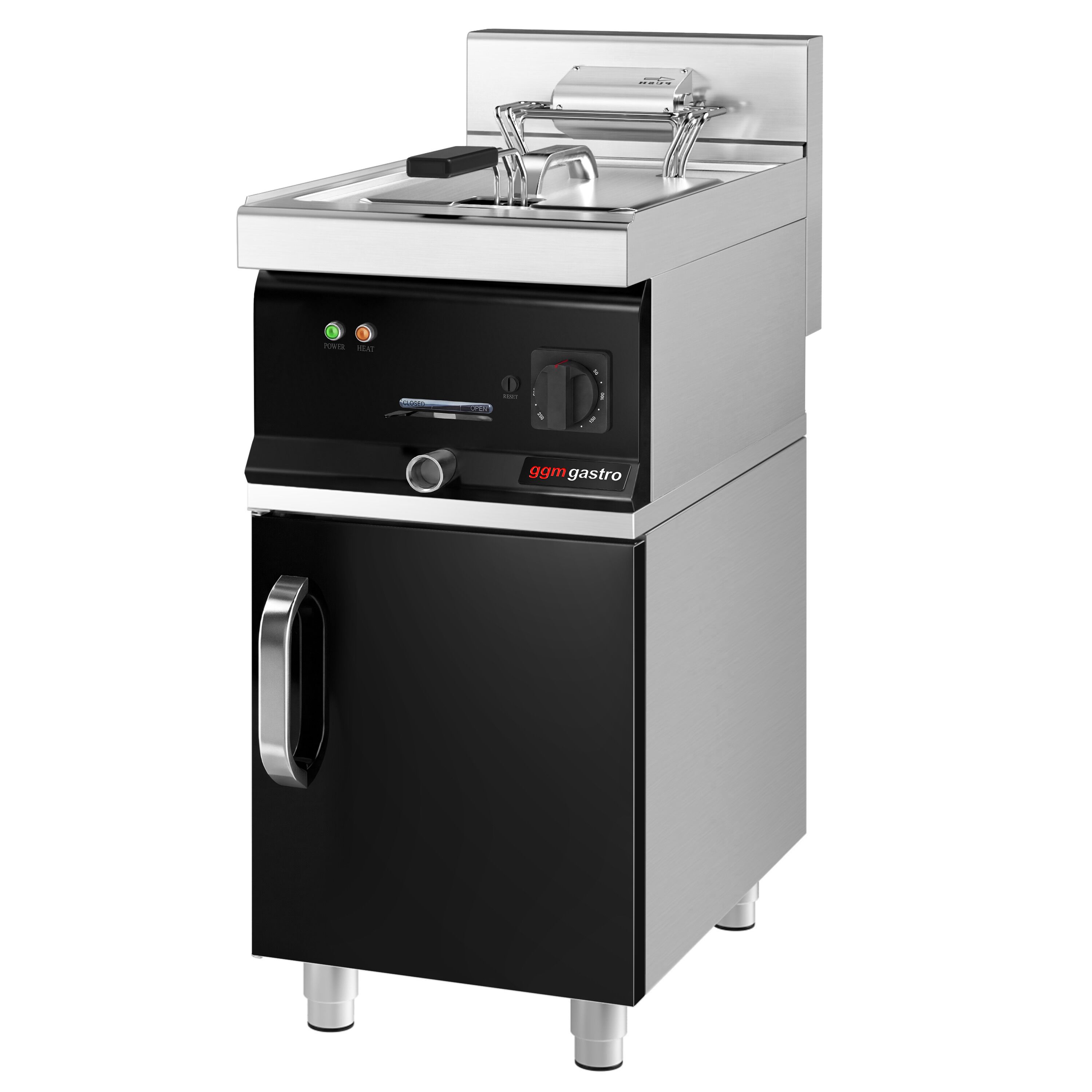 Friteuse électrique – 10 litres – 9 kW – avec soubassement et 1 porte