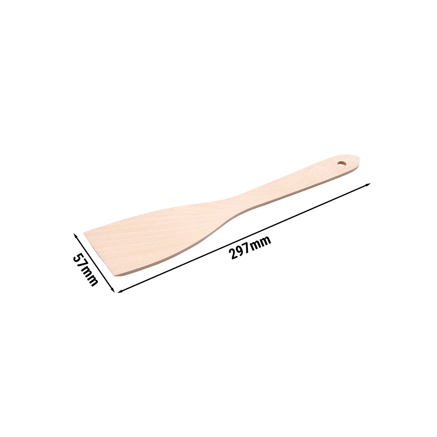 Spatule pour poêle - pleine - Longueur : 300 mm - Bois