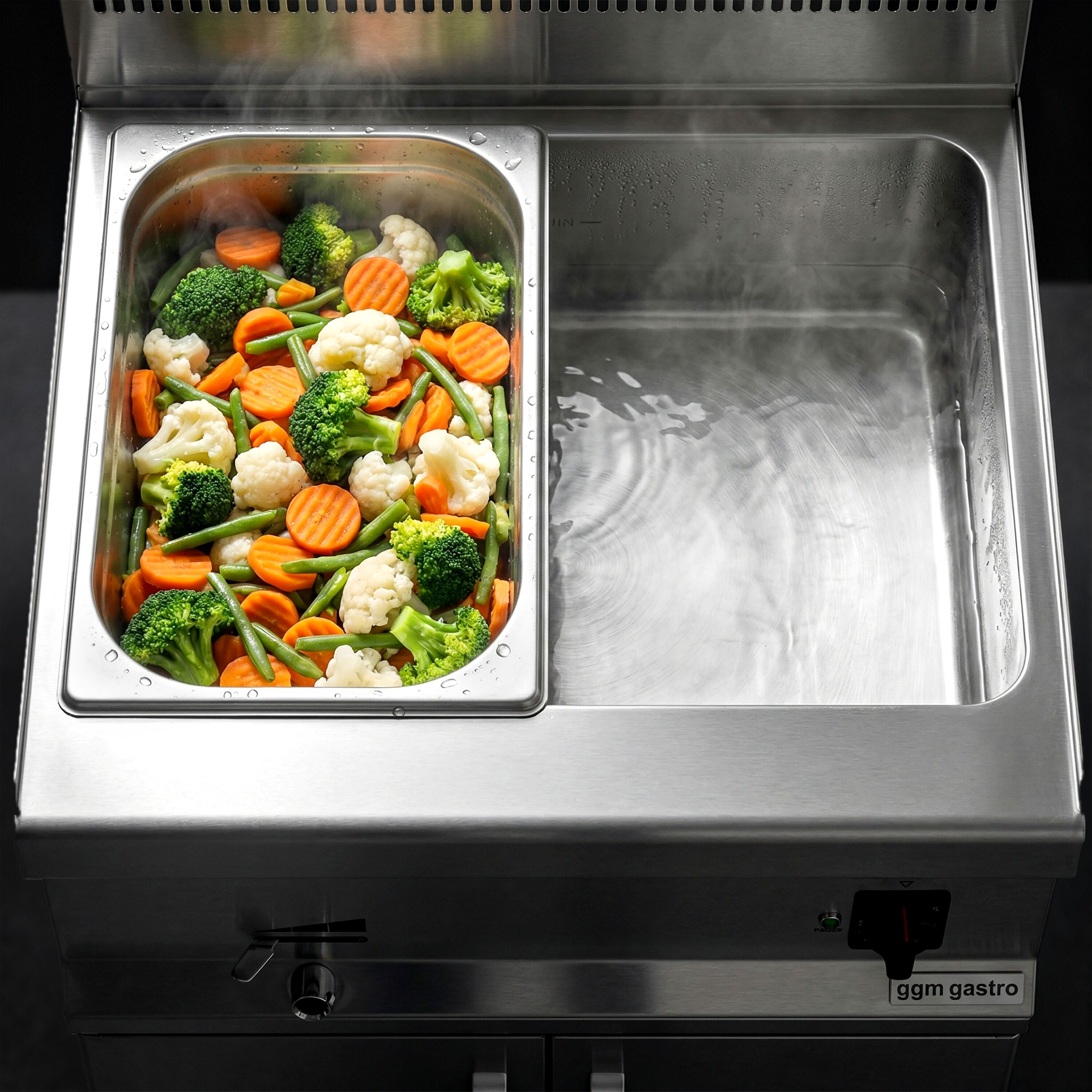 Bain-marie électrique – 2,4 kW – 2 × GN 1/1 ou 4 × GN 1/2
