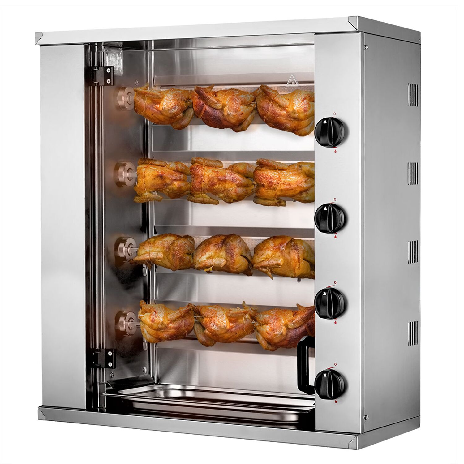 Gaz Rôtissoire à poulets Compacte à poser - 12,8kW - avec 4 broches pour jusqu’à 12 poulets