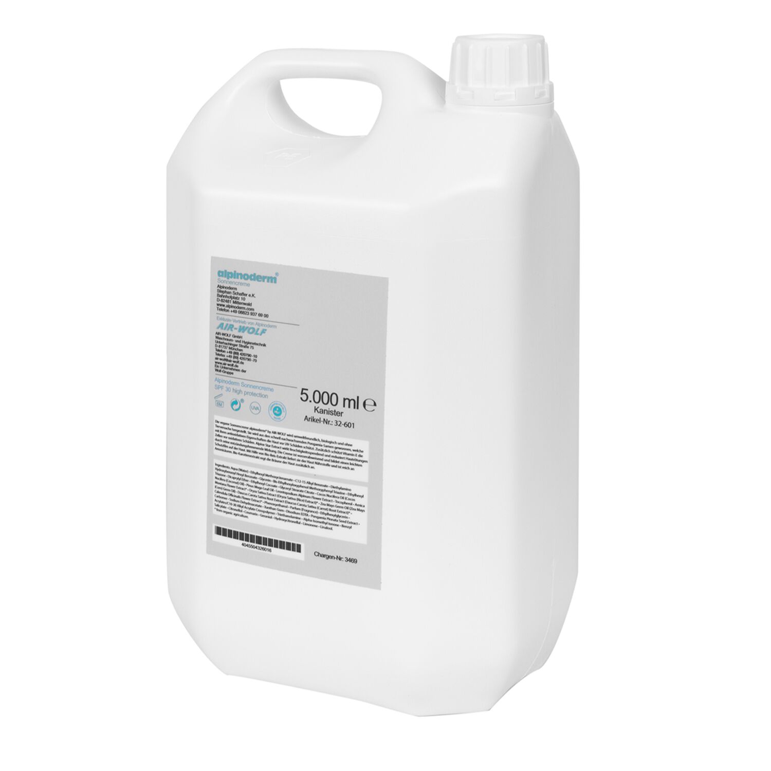 AIR-WOLF | Crème de protection solaire SPF 30 – 5000 ml – Bidon