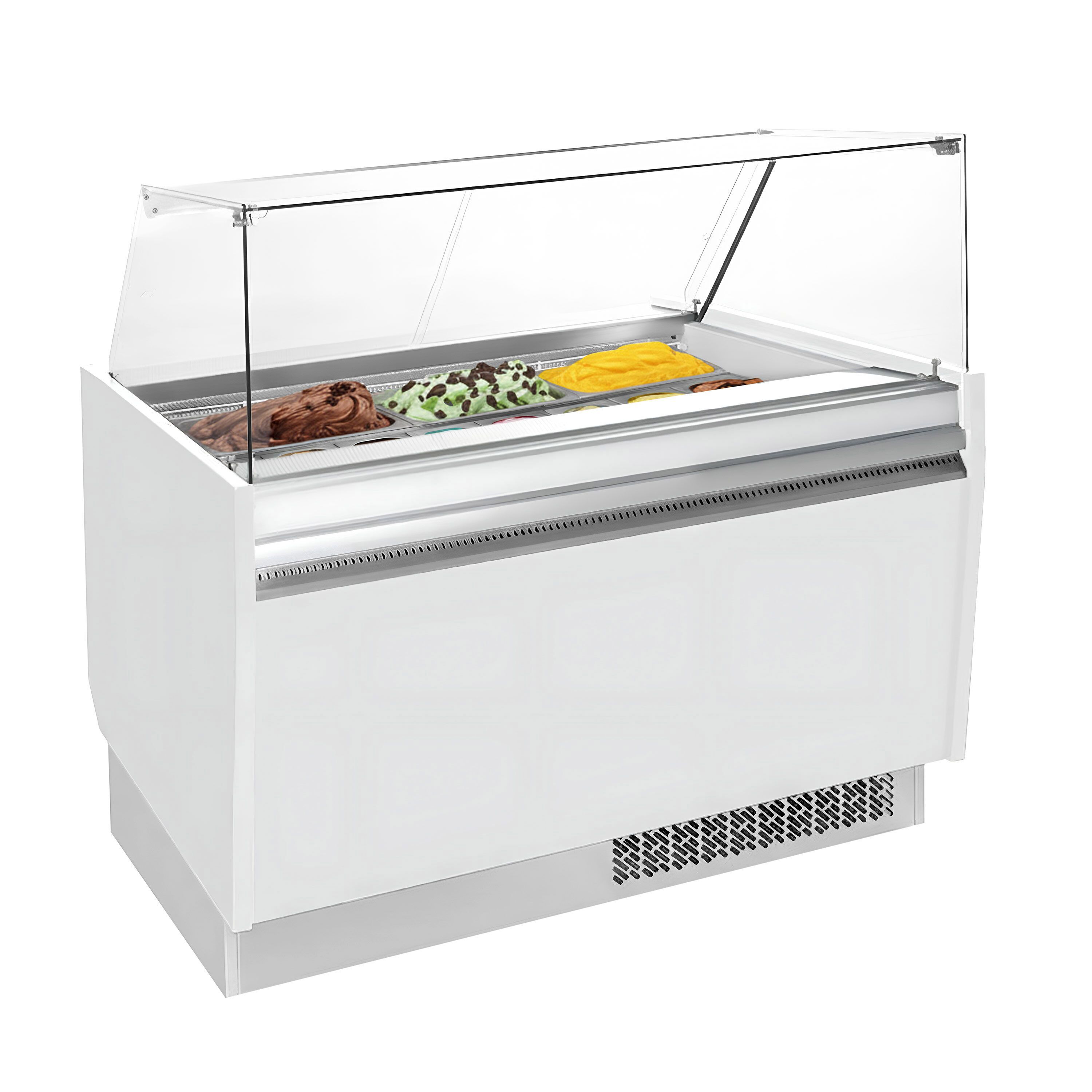 Vitrine à glace LIAM – 1310 mm – refroidissement statique – pour 10+10 bacs à glace de 5 litres – Blanc