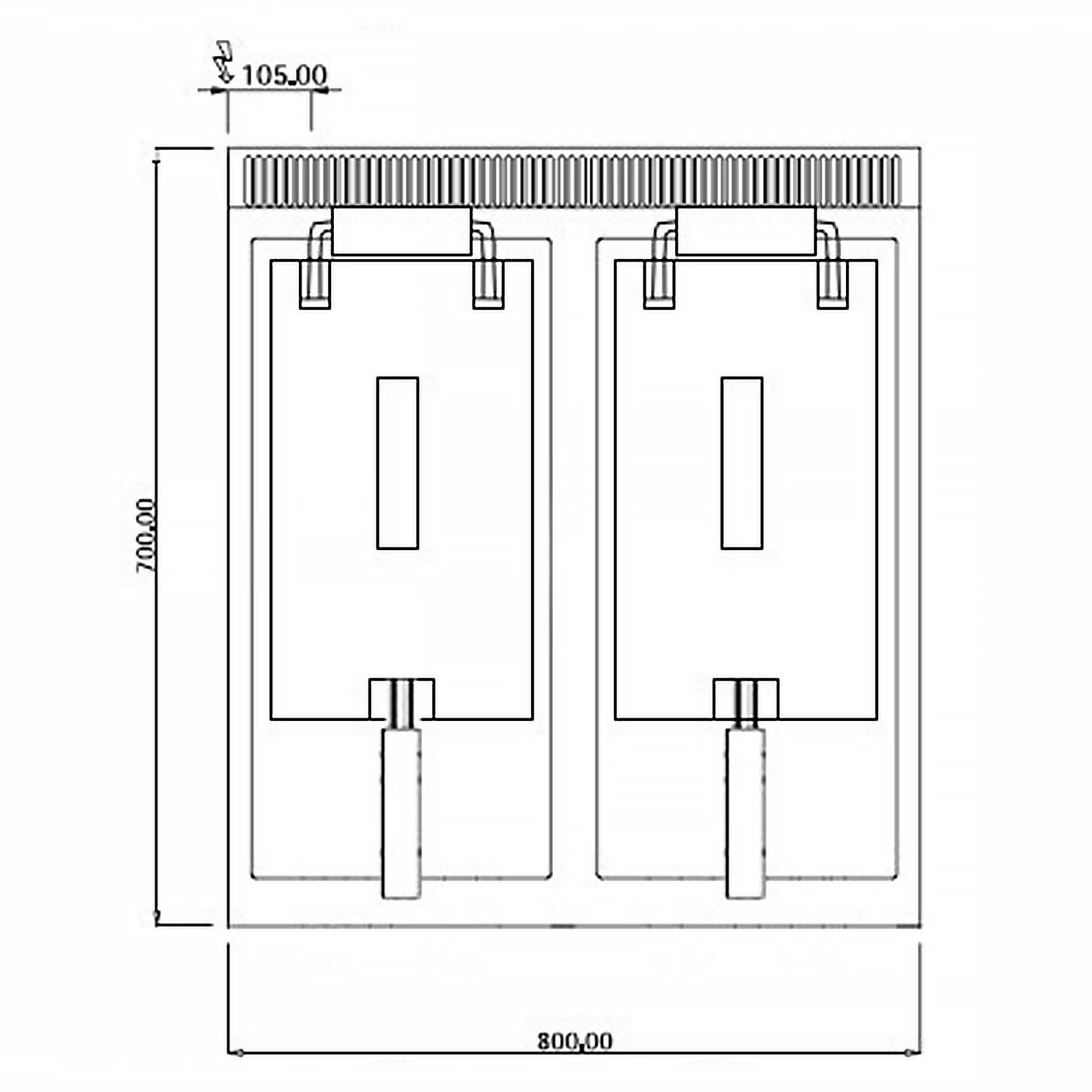 Friteuse électrique double – 10+10 litres – 18 kW – incl. soubassement avec 2 portes