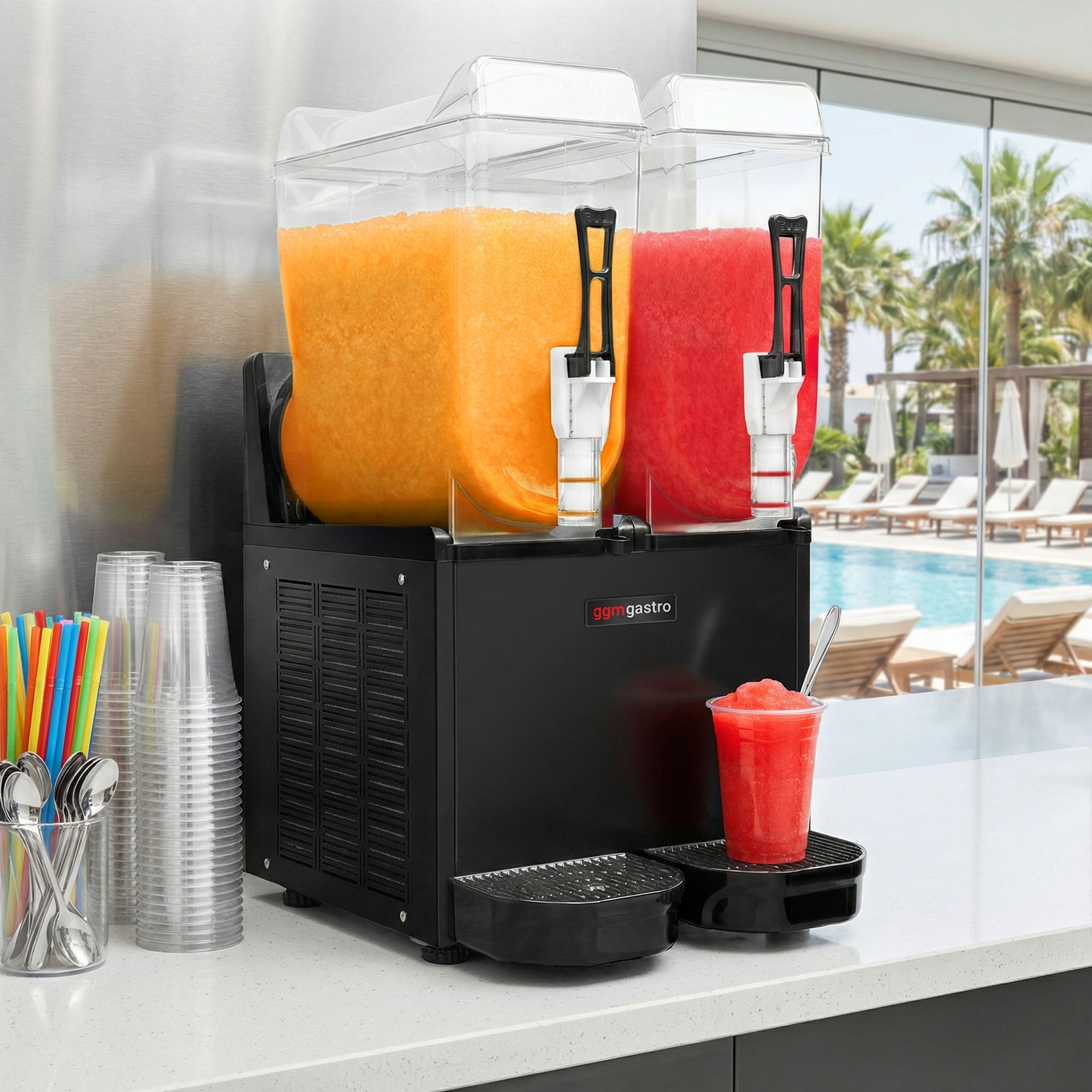 Commercial Slush Machine - 2x 12L - 984W - Black
