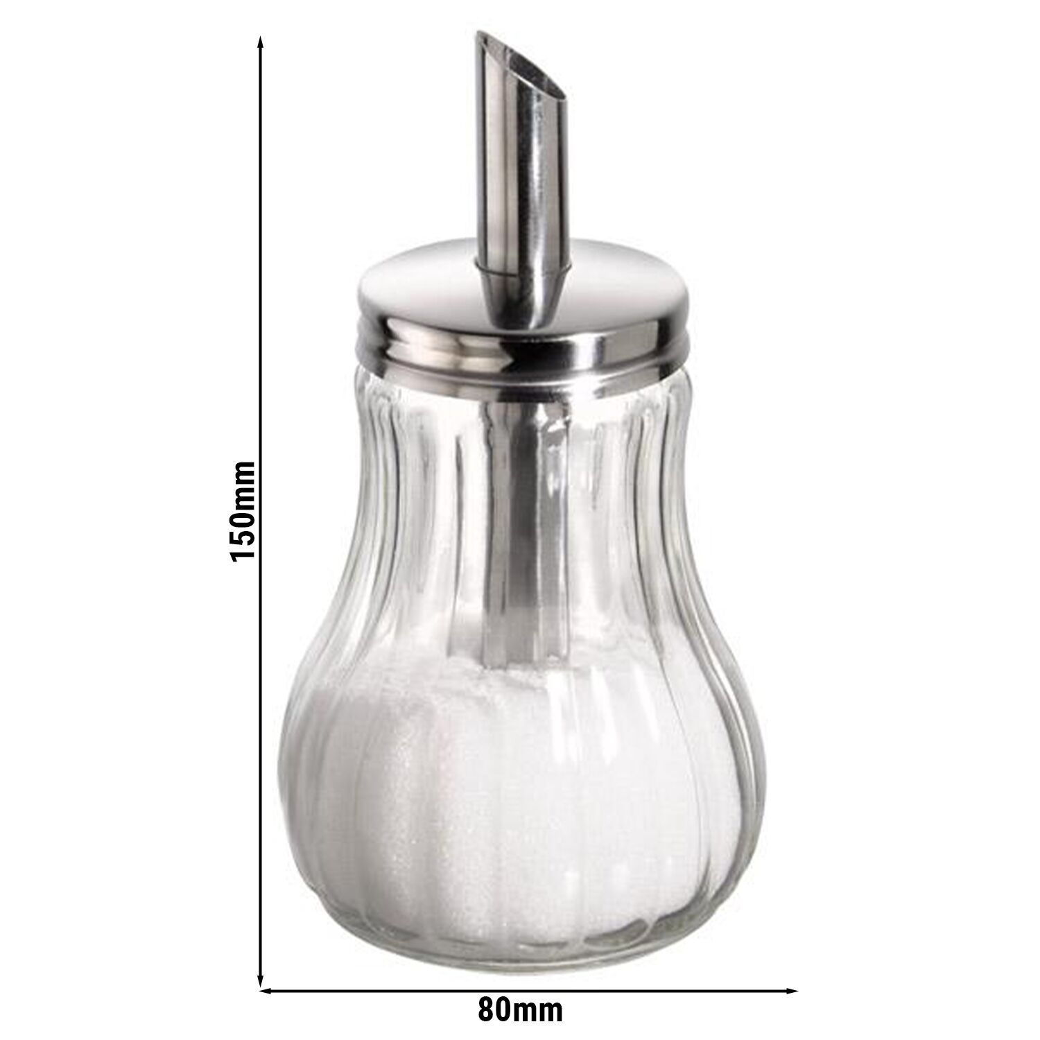 (6 pcs) Sucrier doseur - Verre - Ø80mm - 250ml - Hauteur:150mm