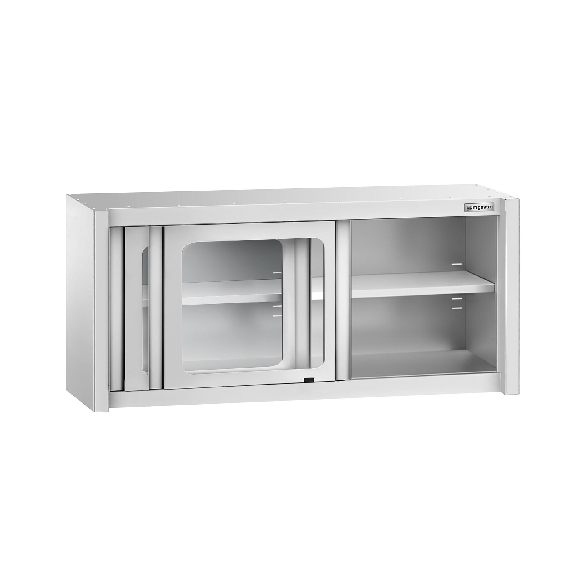 Armoire murale en acier inoxydable - 1400x400mm - avec portes coulissantes vitrées - 650mm de haut