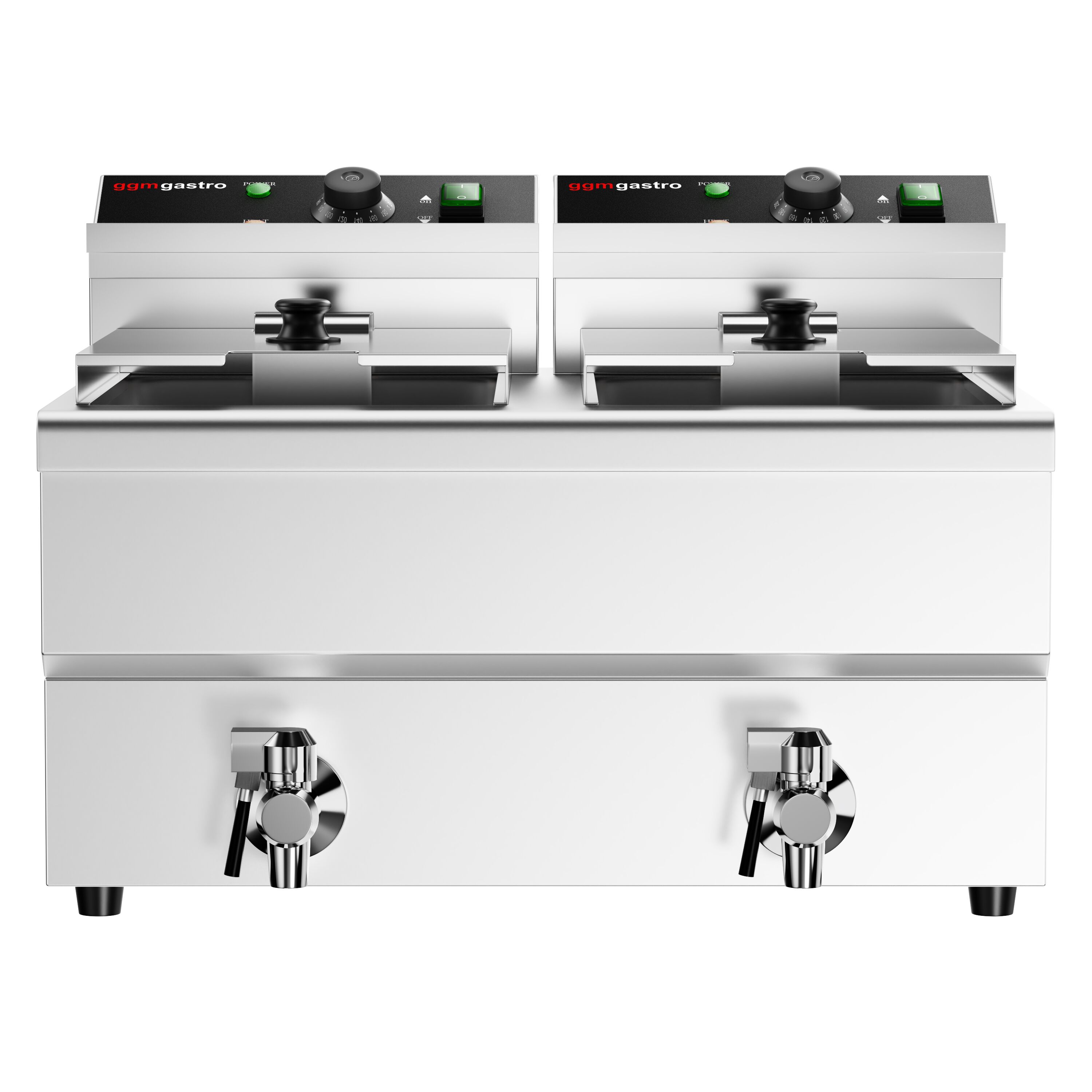 Friteuse électrique double – 8+8 litres – 6,5 kW – avec robinet de vidange