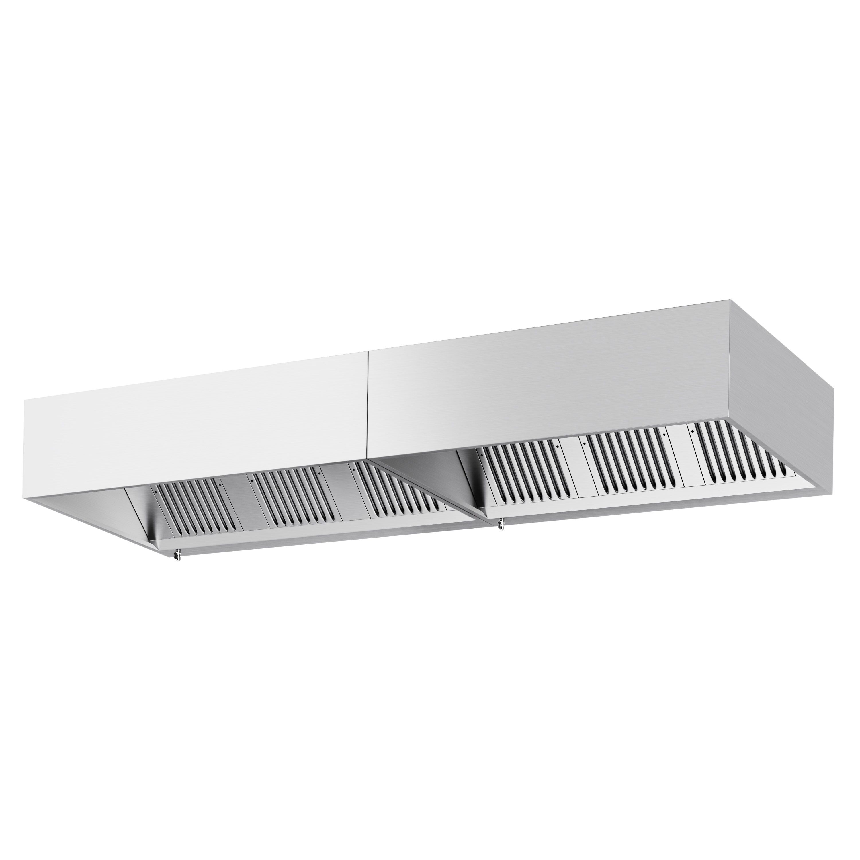 Hotte à adosser professionnelle - Profondeur 1100 - 3400mm - sans moteur - avec filtres et éclairage
