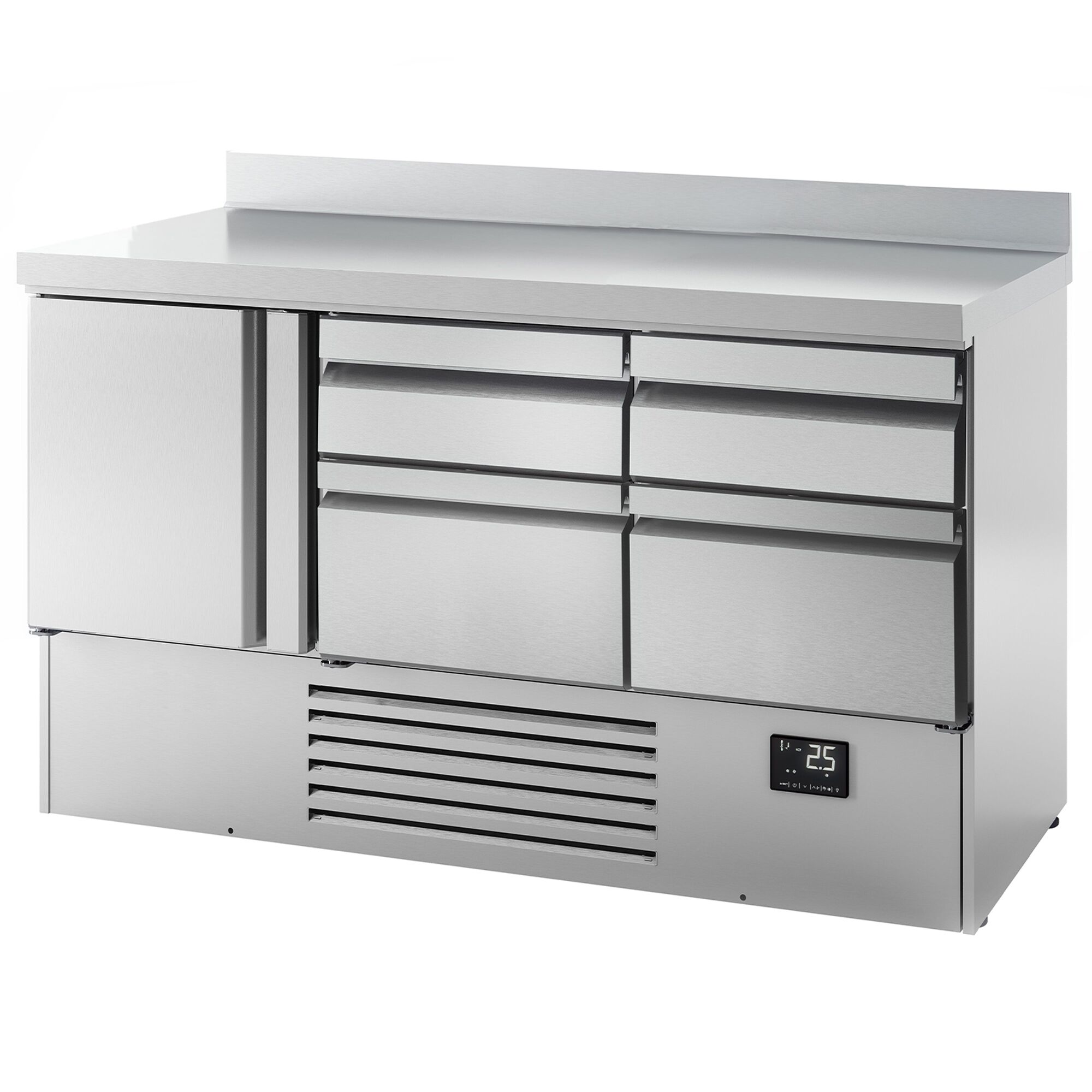 Table réfrigérée Premium PLUS - 1460 x 700 mm - avec 1 porte - 4 tiroirs - avec dosseret