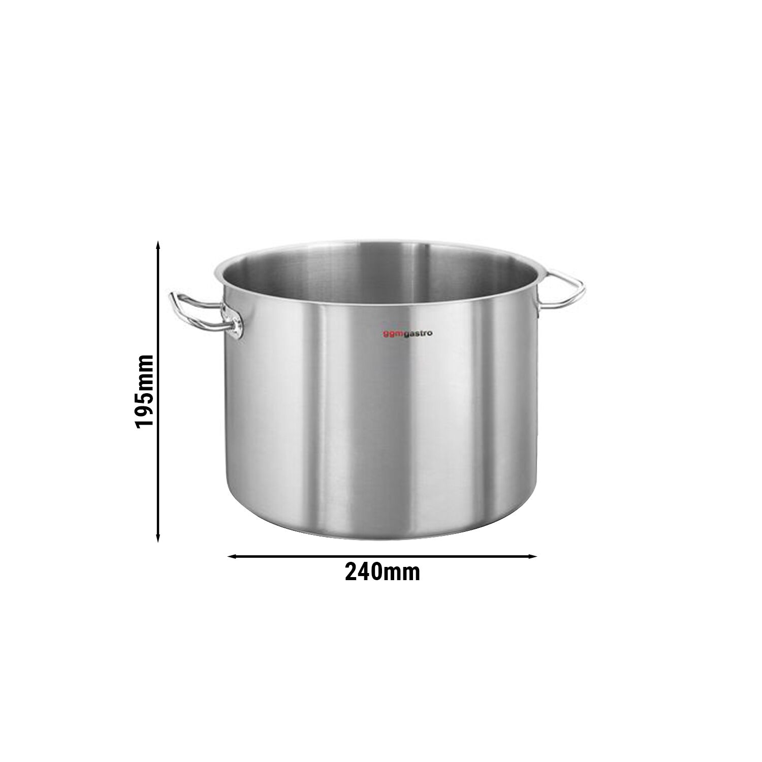 Marmite / Pot à Soupe - Acier Inoxydable - 8,8L - Ø240mm - Hauteur: 195mm - Compatible induction