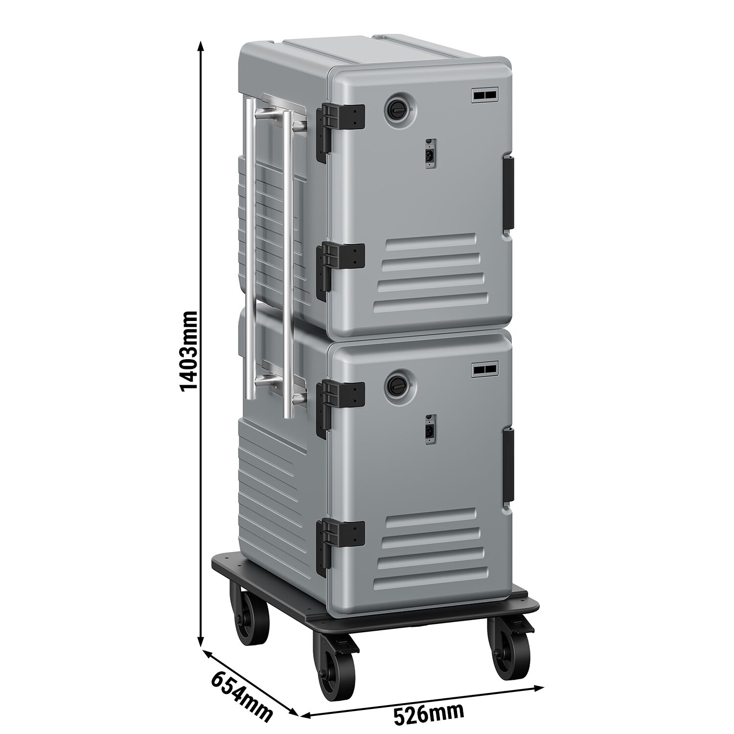 Thermobox - Chargement par l’avant - GN 1/1 - 2x 83L - 550x710x1410mm - chauffant - pour 24x GN 1/1