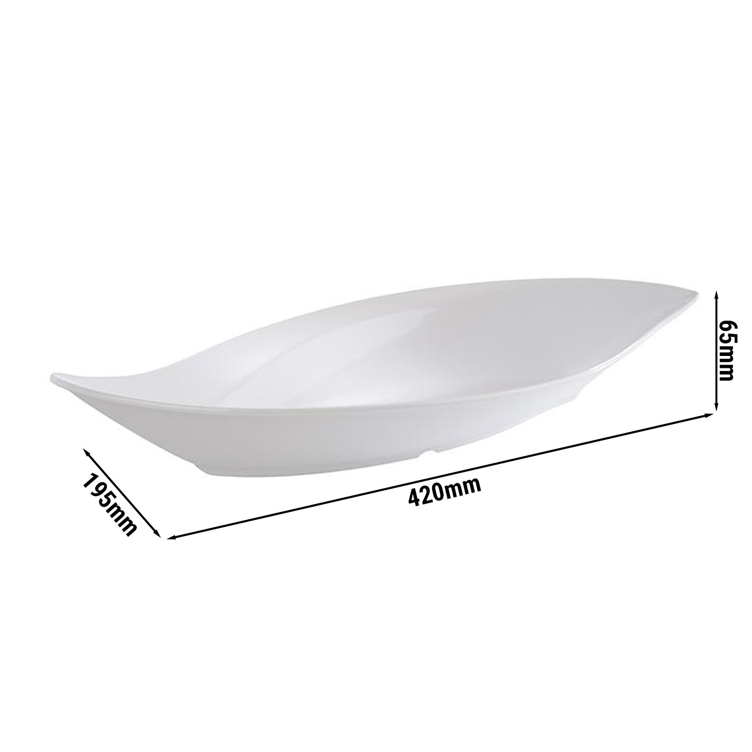 (6 pcs) Coupe - LEAF - Mélamine - 1L - rectangulaire - 420x195mm - Profondeur : 65mm - Blanc