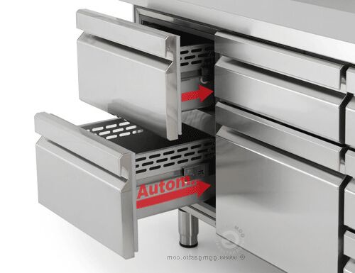 Kühltisch Premium PLUS - 1960x700mm - mit 1 Tür & 4 Schubladen & mit Aufkantung