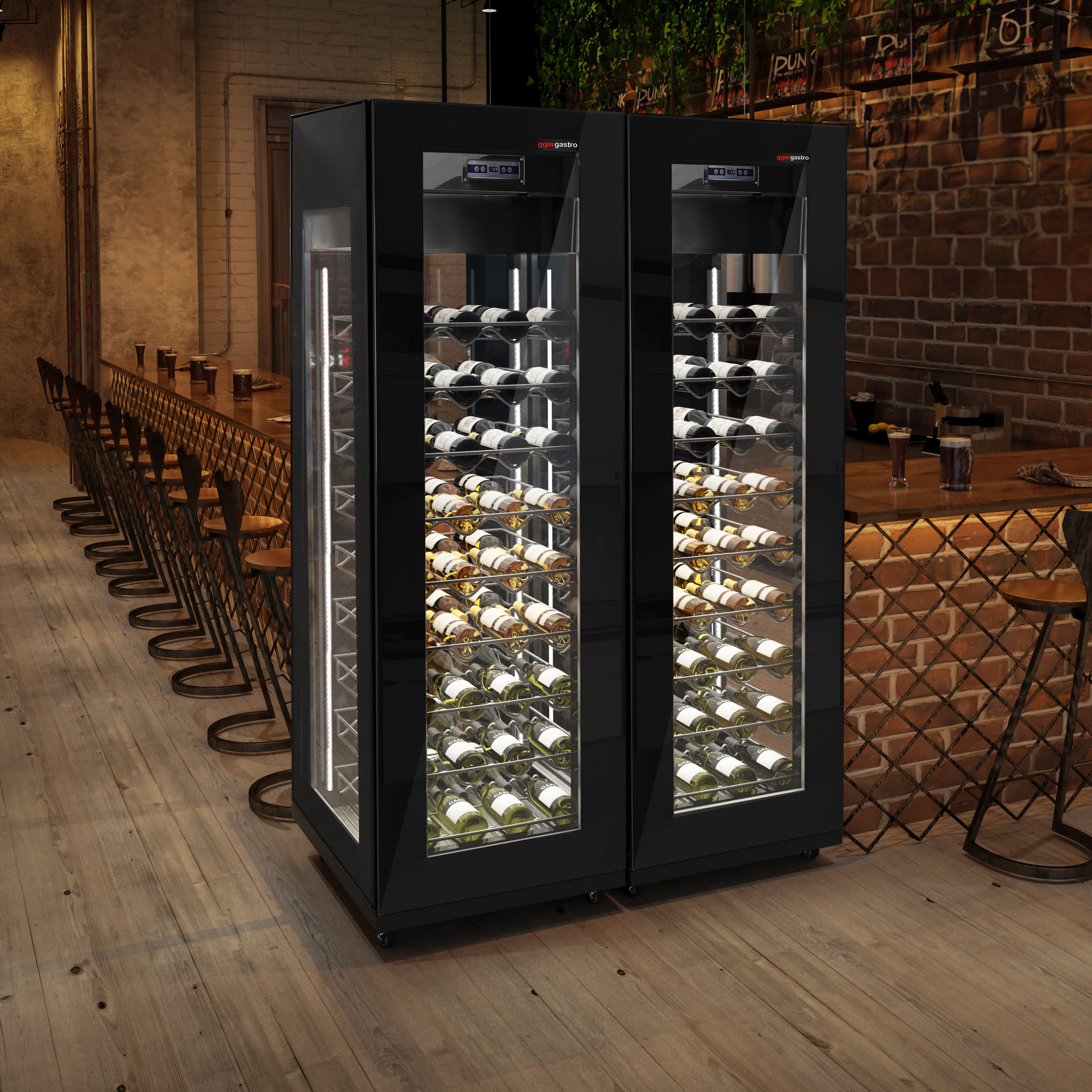 (2 Pièces) Cave à Vin Panoramique - 2 Zones Climatiques - 800 Litres - max. 162 Bouteilles