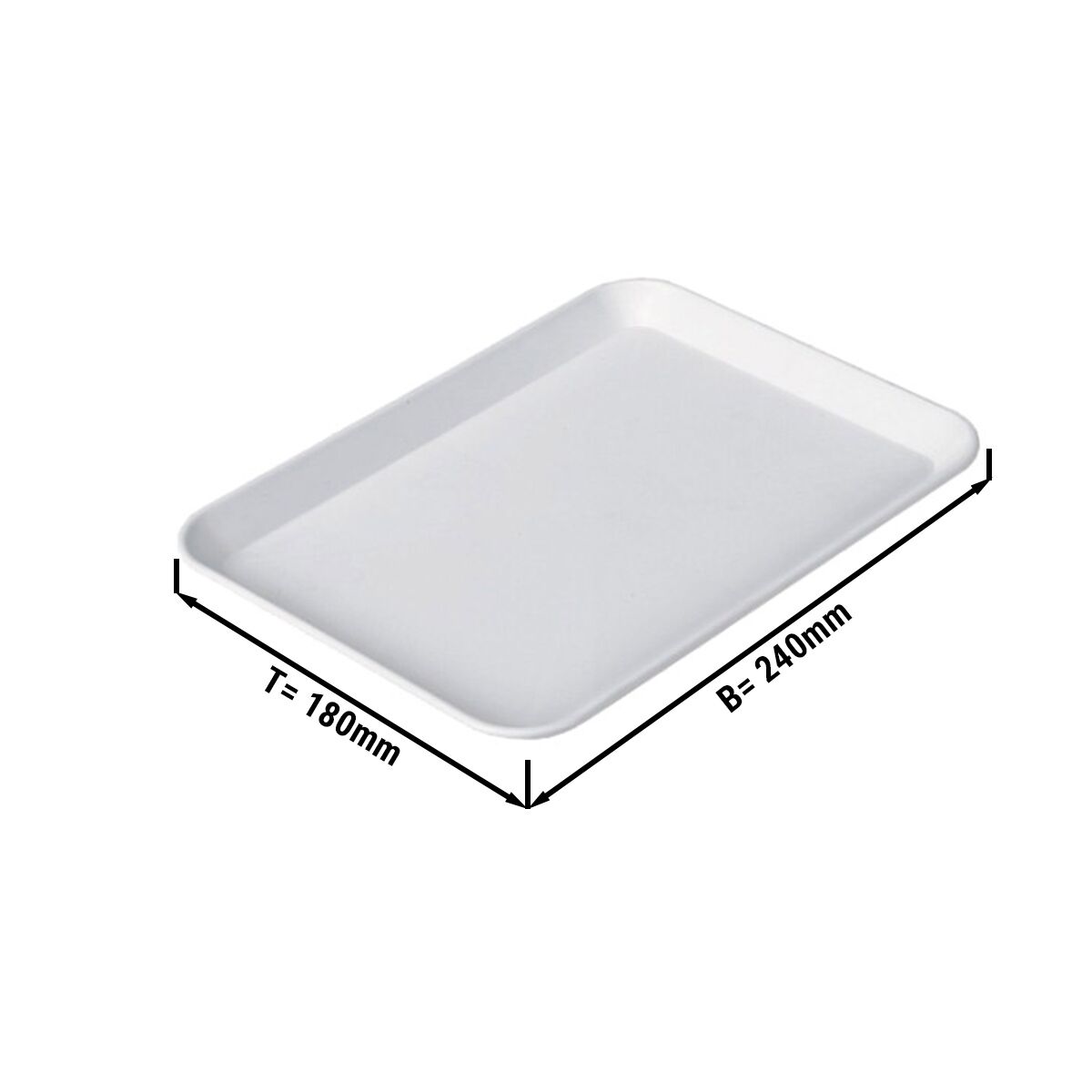 Rechteckige Präsentationsplatte - Kunststoff - 240x180x15mm - Weiß