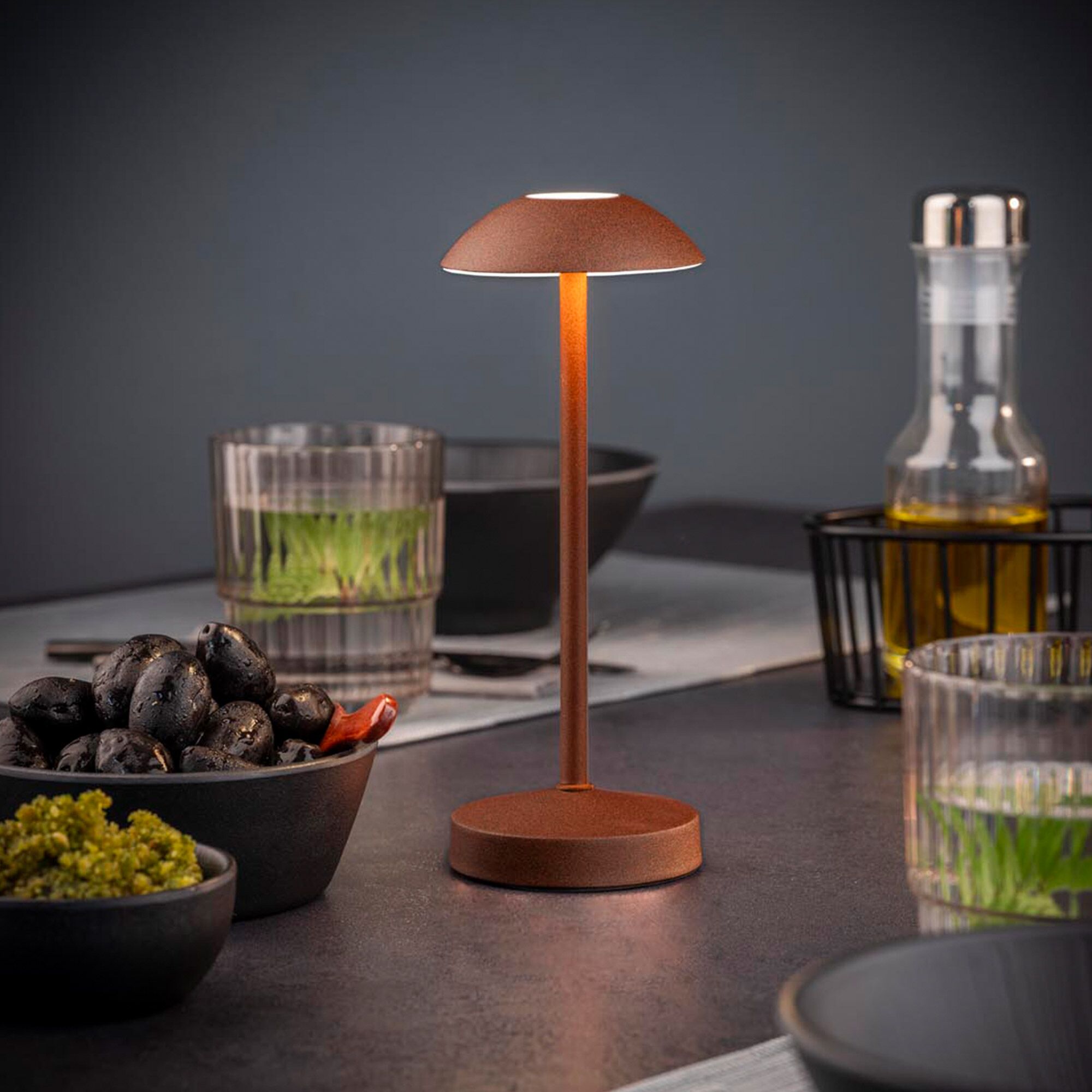 (4 pièces) Lampe de table – ALVA – dimmable en 3 niveaux – Ø 80 mm – Rouille