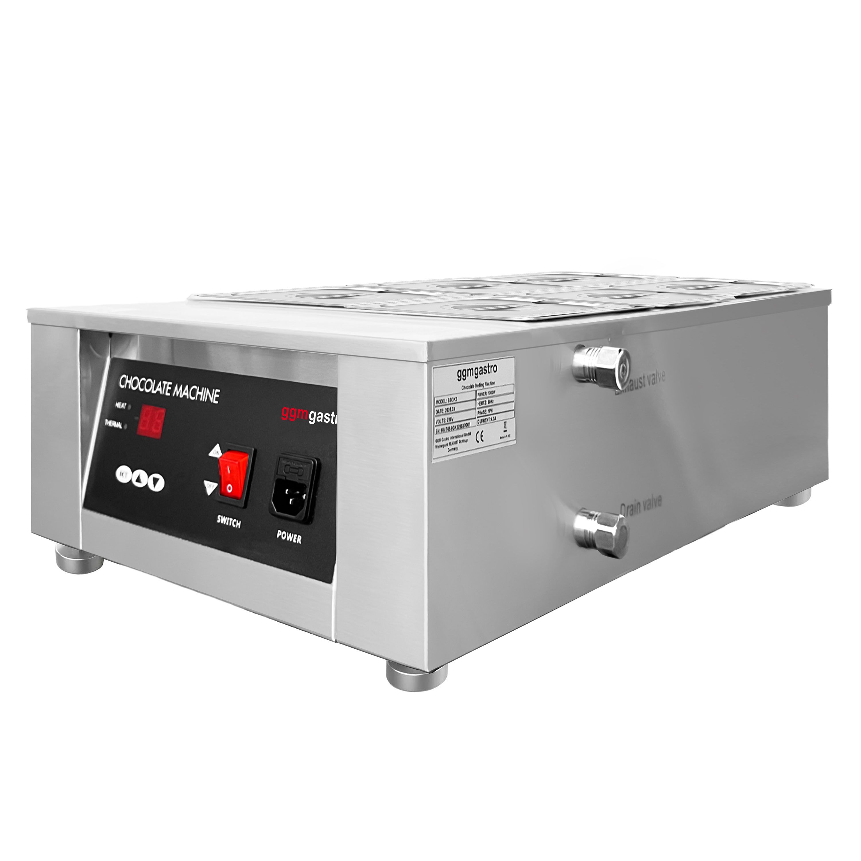 Fondoir à chocolat à bain-marie - 6x 1,7litres - 1kW