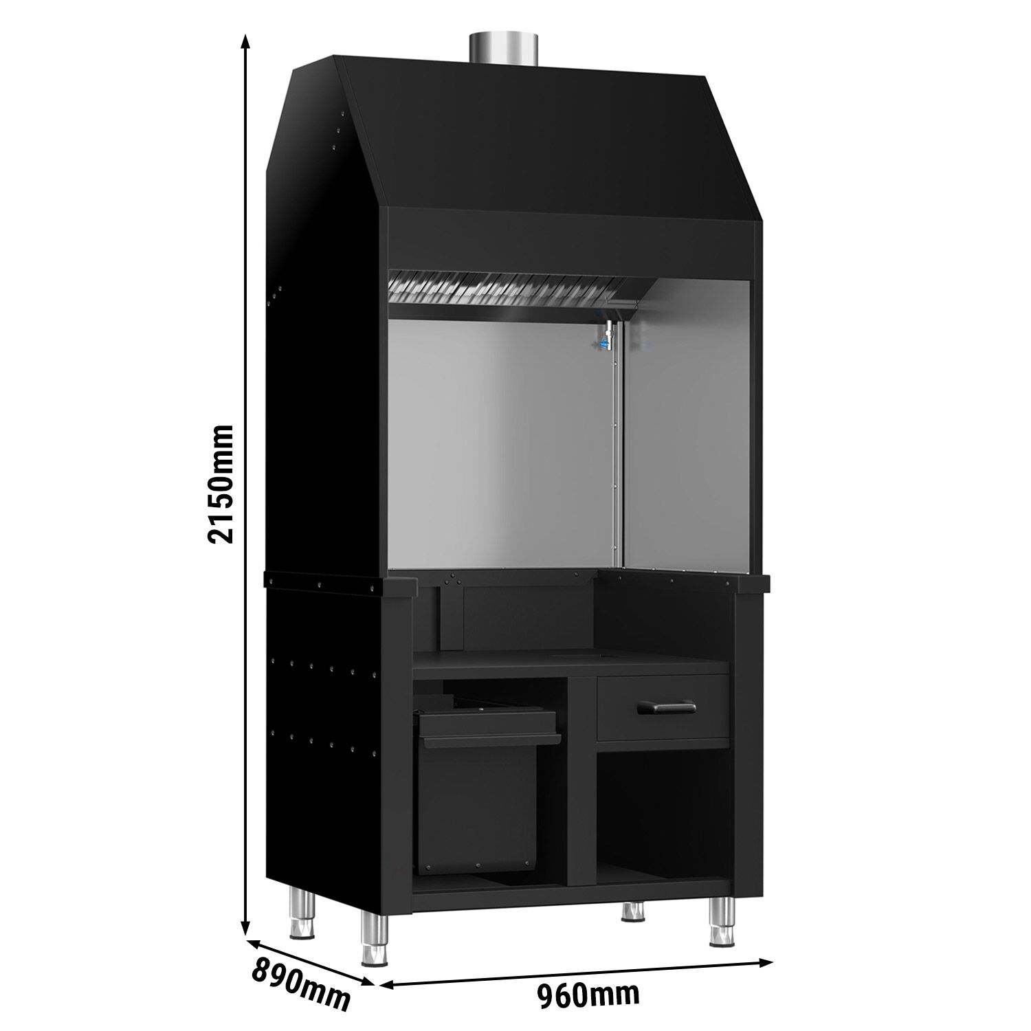 Neutral Element for Charcoal & Gas Grill - 960x890x2150mm - Black - compatible with KGE800 & GGE800