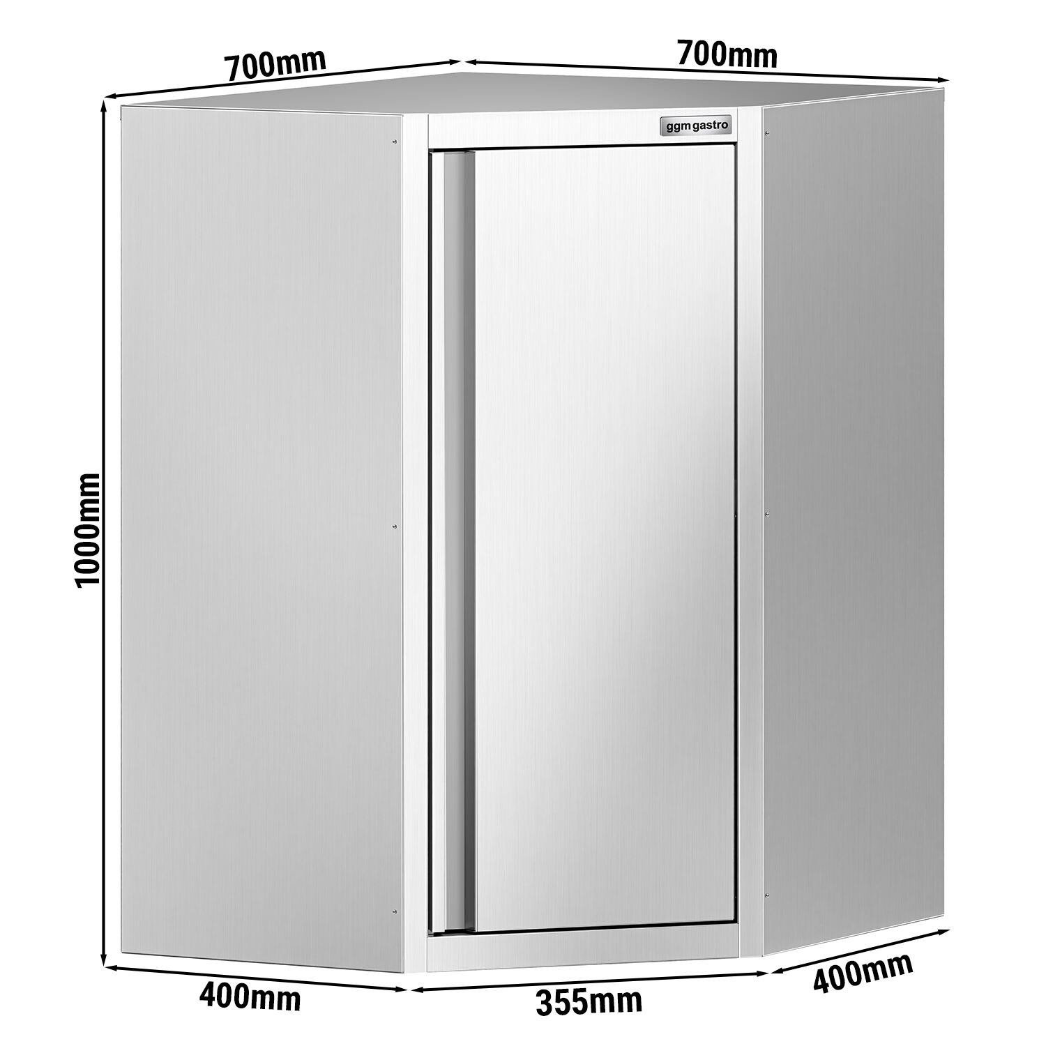 Armoire murale en acier inoxydable - 700x700mm - avec portes battantes - 1000mm de haut
