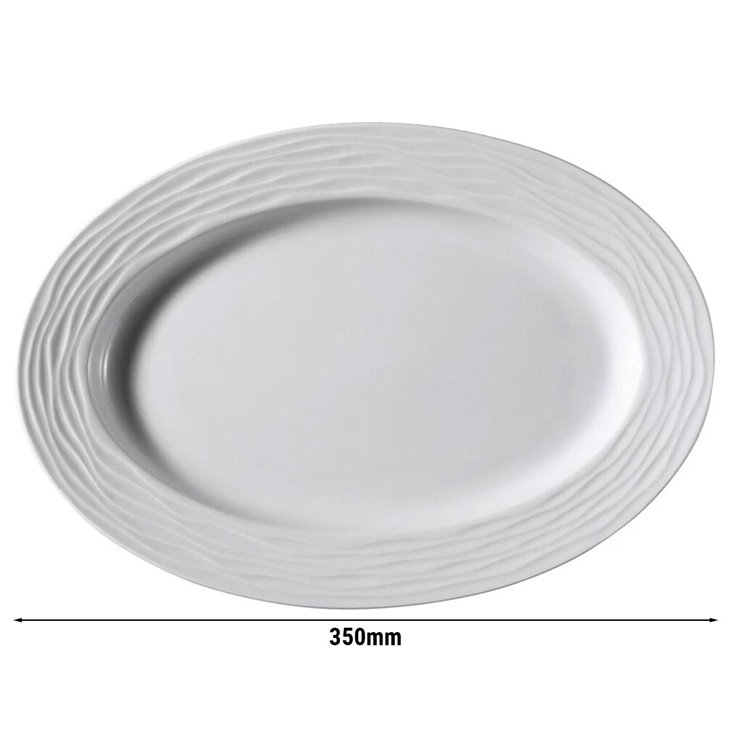 (6 pièces) SEA WAVE - Plat / Assiette à Döner - Ovale - Longueur : 350 mm - Blanc