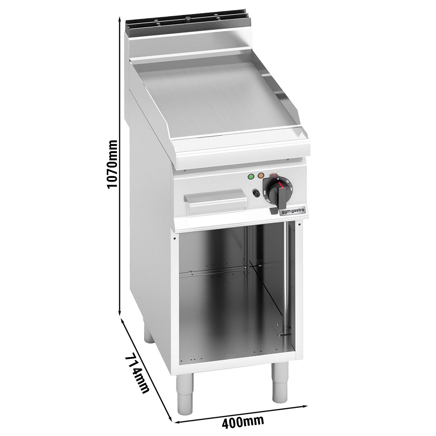 Plancha électrique - plaque acier - 4,8 kW - Lisse - Surface de cuisson : 400x714mm - incl. support