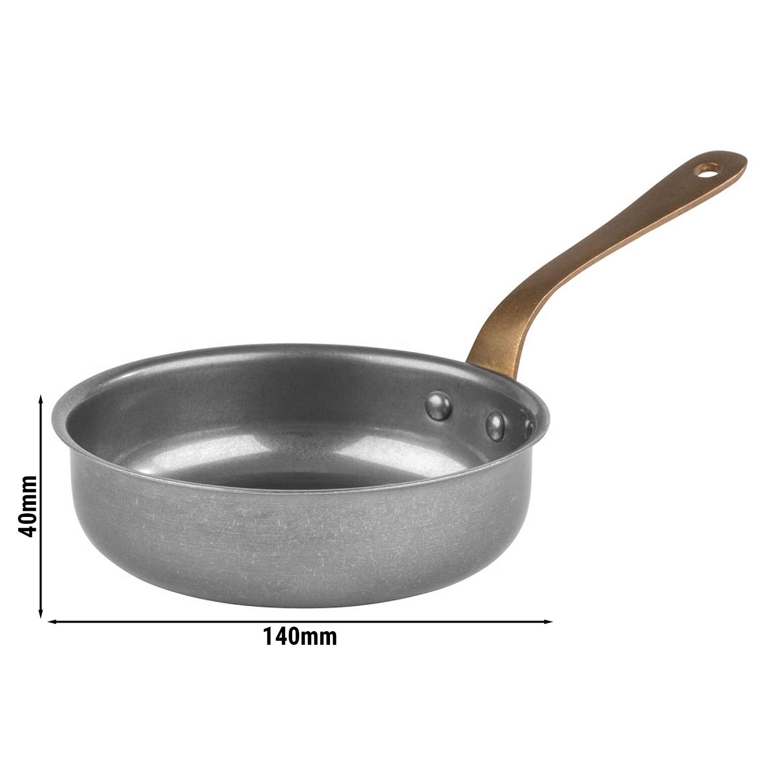(6 db) Nyeles lábas VINTARA - Rozsdamentes acél - 0,4 liter - Ø 140 mm - Magasság: 40 mm - 240x140x40 mm