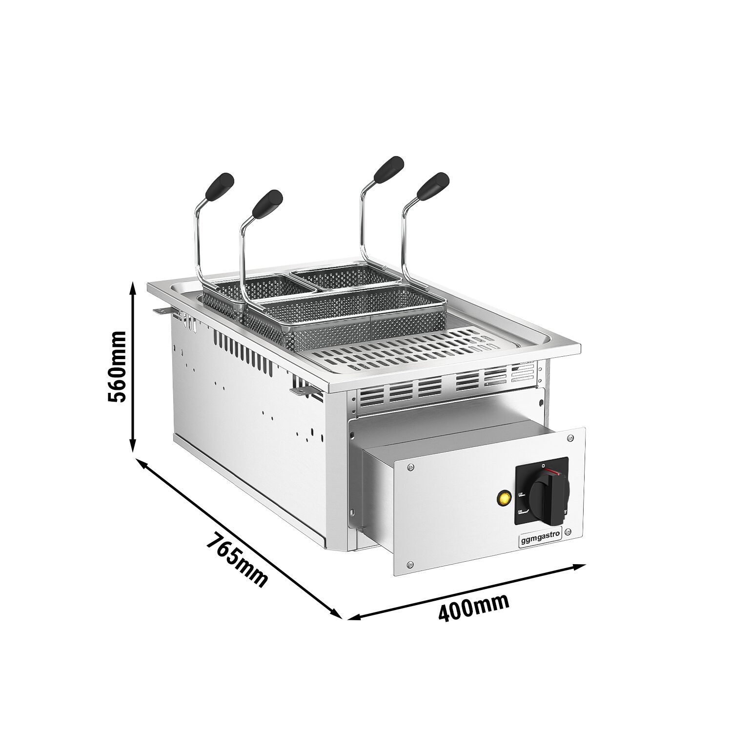 Électrique Cuiseur à pâtes professionnel - 13L - 7,5kW - avec robinet de vidange - avec 3 paniers inclus