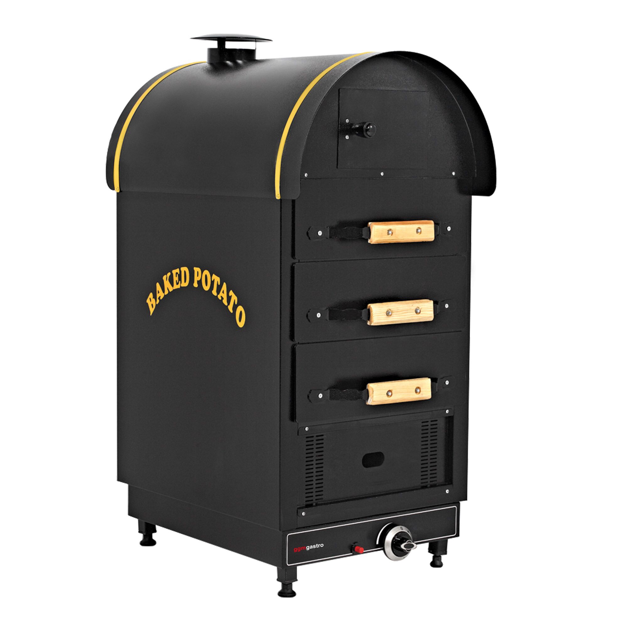 Commercial Gas Jacket Potato Oven - Manual Controls - 4.9kW - 500x1200x700mm - with 3 drawers