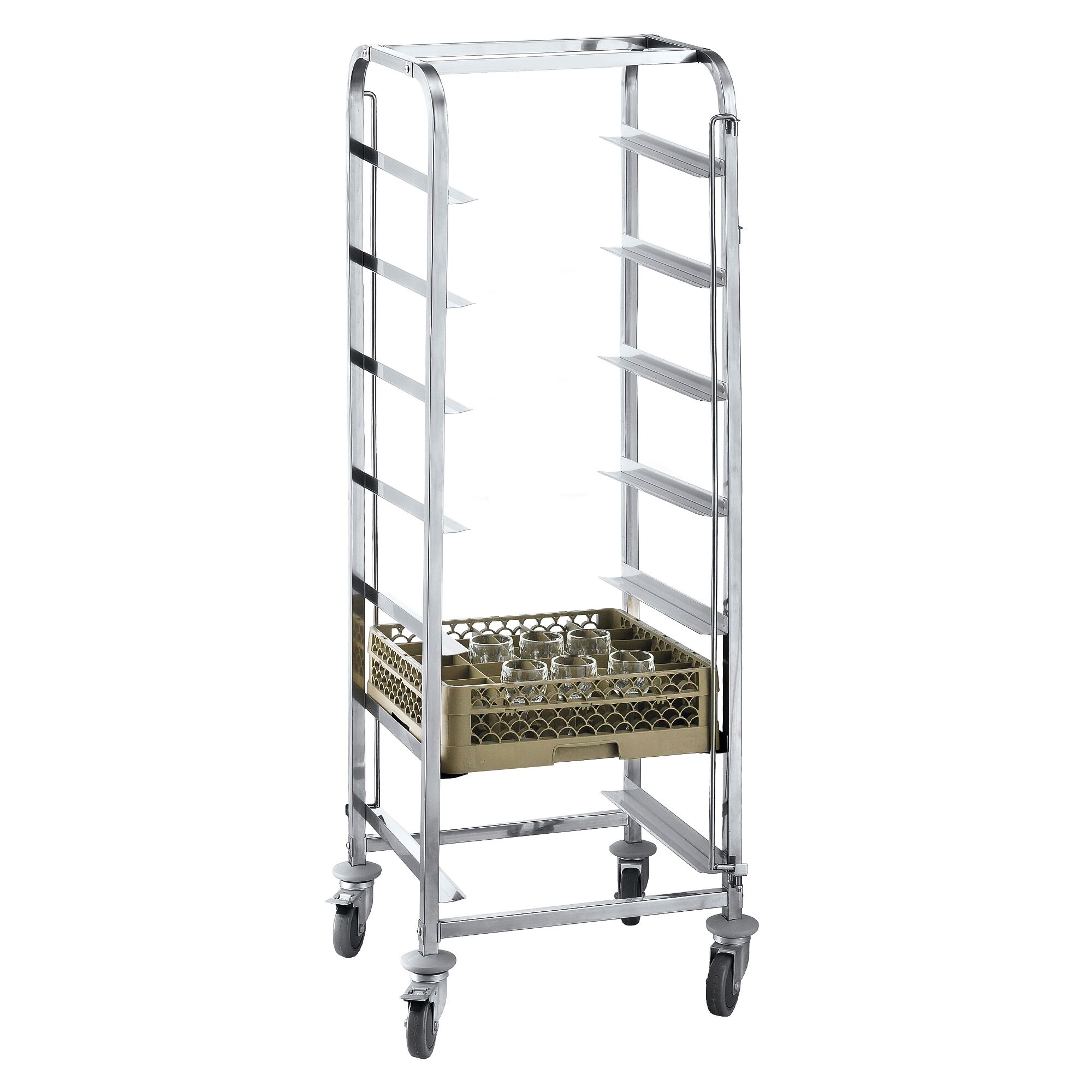 Chariot de transport pour paniers à vaisselle en acier inoxydable - 455x400mm - avec poignée
