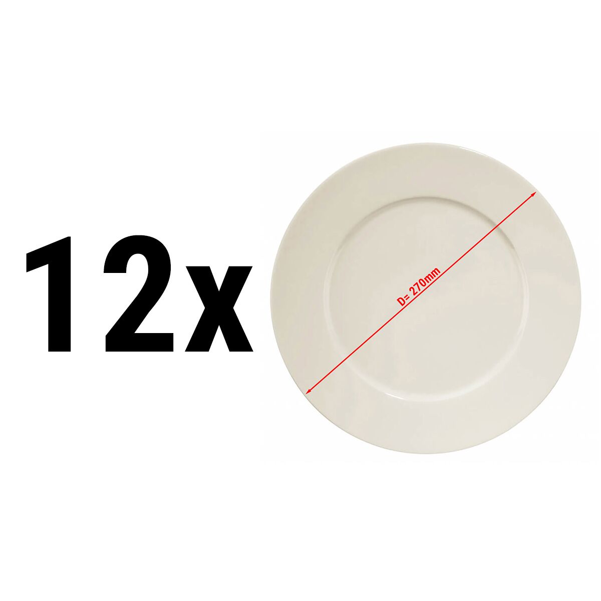 (12 pièces) PERA Creme - Assiette - Plate - Ø 270 mm - Crème