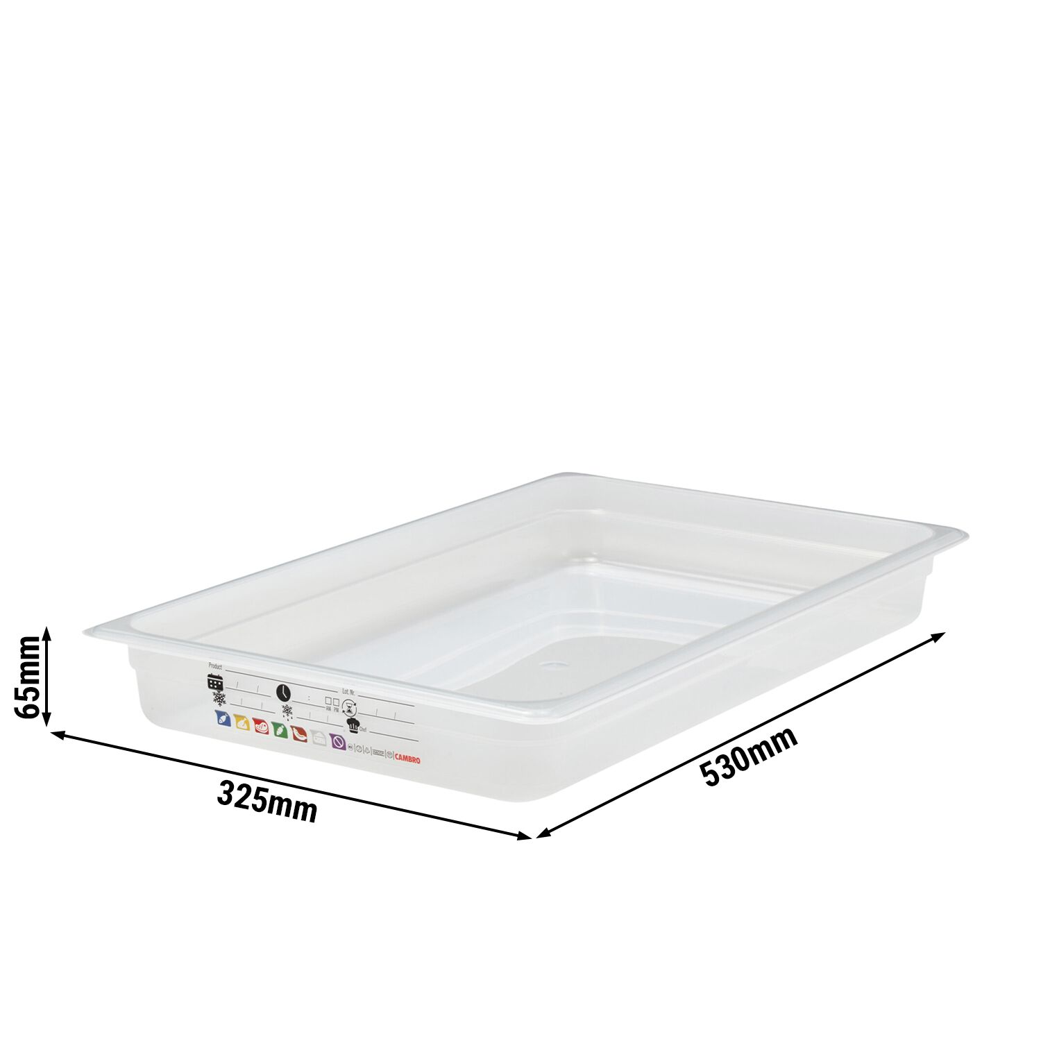 (6 pièces) CAMBRO | SafeTrak - Récipients en polypropylène GN 1/1 - laiteux - Hauteur : 65mm