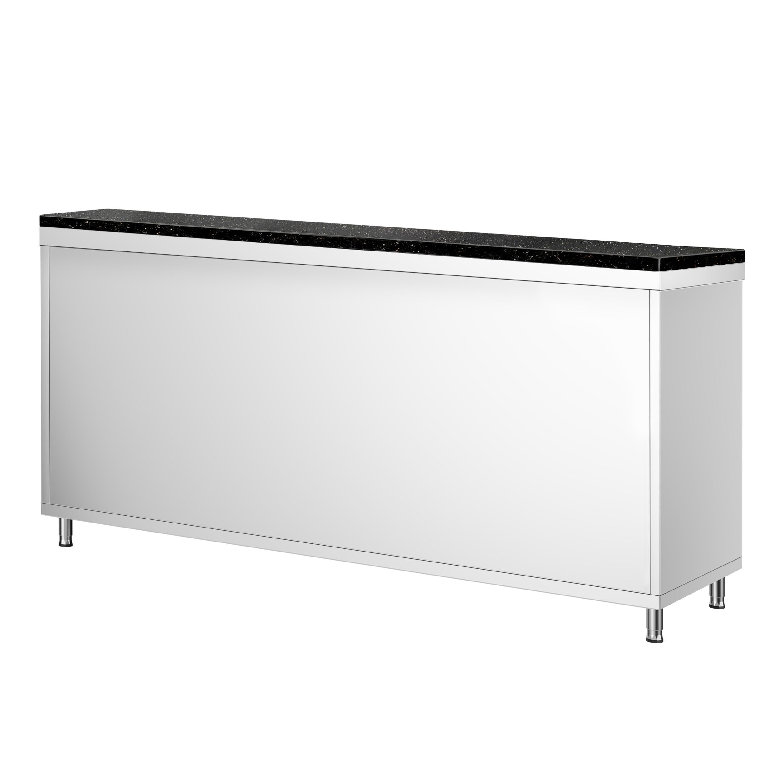 Roestvrijstalen werkkast PREMIUM - 1800 x 700 mm - met schuifdeur - incl. granieten werkblad