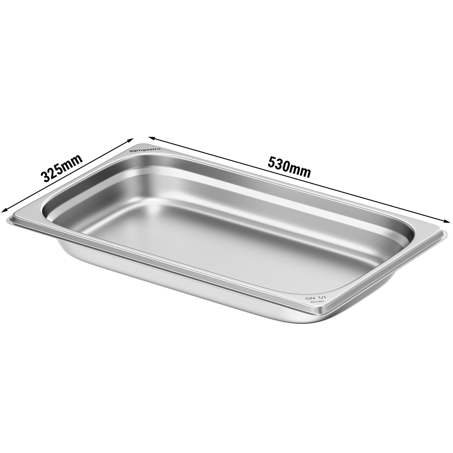 Bac GN 1/1 en inox - Hauteur : 65 mm