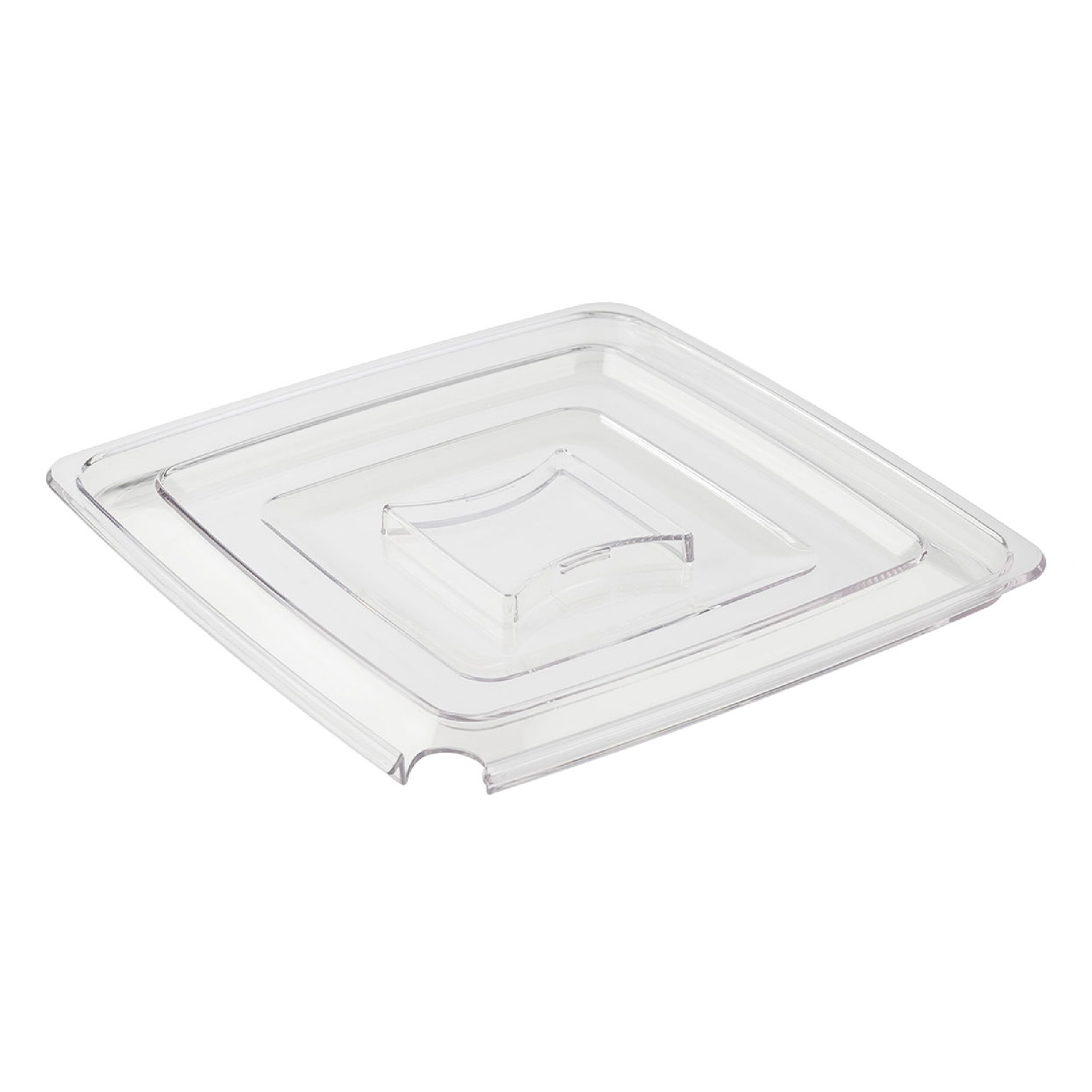 (6 pcs) Couvercle - PURE - Avec encoche pour cuillère - Acrylique - 255x255mm - pour 83408#6, 83469#6, 85261#6 & 85267#6 - Transparent | Lot de 6 couvercles