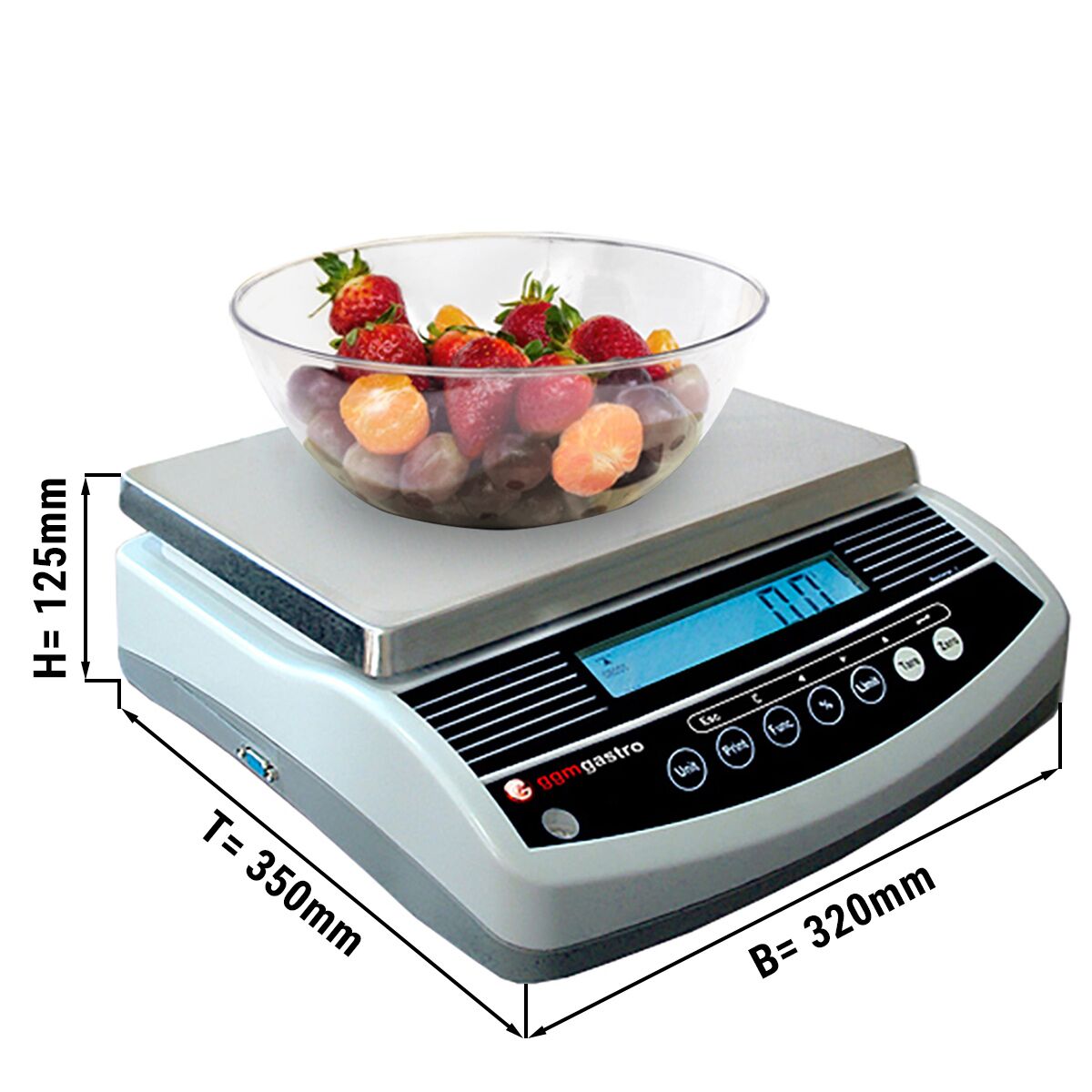 Digital Kitchen Scale / Trade Approved Scale - Capacity: 3kg - Graduation: 1g - Platform: 300x235mm - IP44 Waterproof