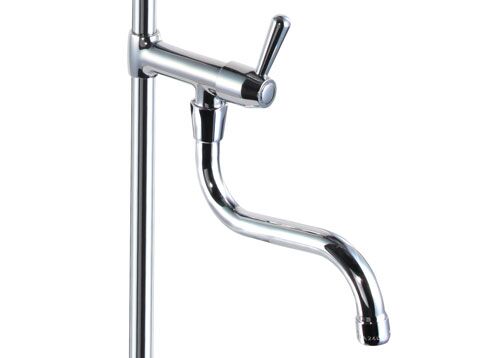 Wall-mounted twin-inlet pre-rinse spray unit 10000 - wall-mounted - with single-lever mixer, spray gun, flexible hose & wall mount - height 1115mm