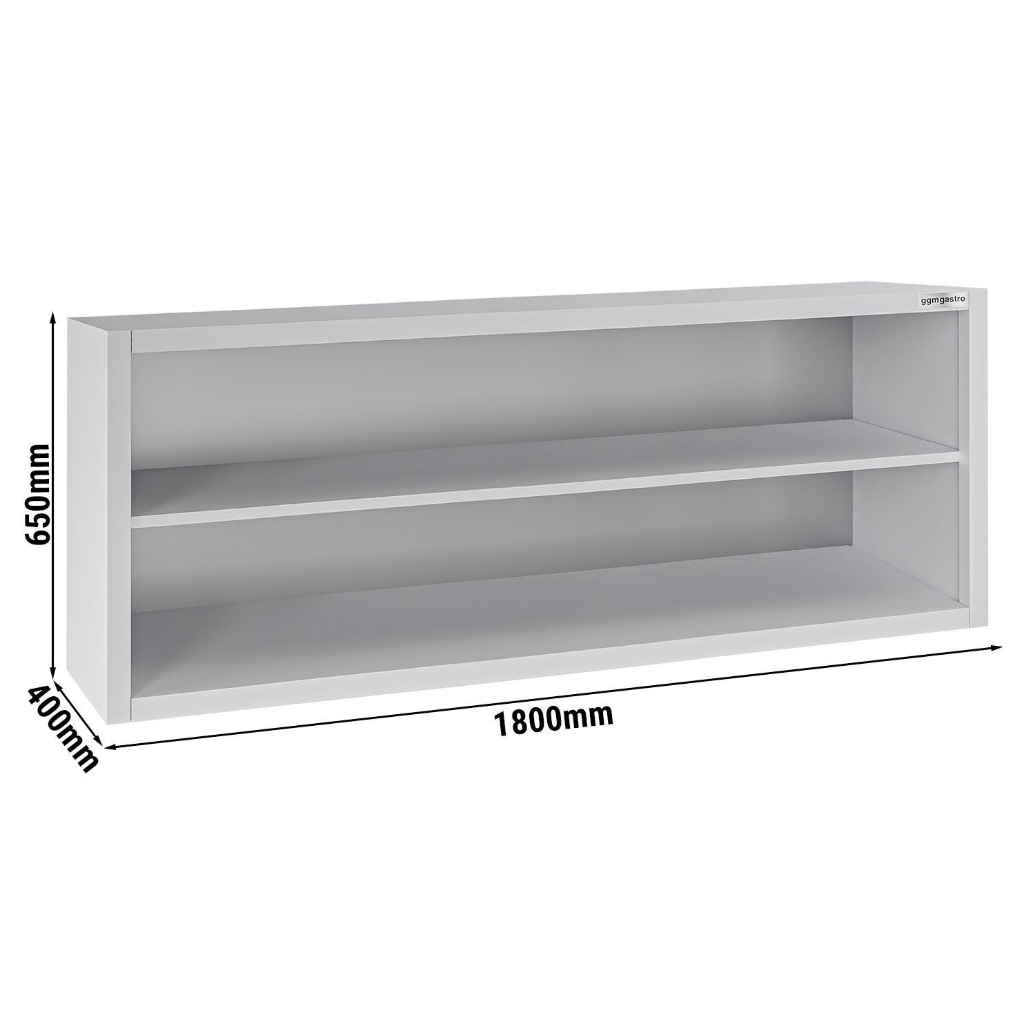 Armoire murale en acier inoxydable ECO - 1800x400mm - sans portes (ouvert) - 650mm de haut
