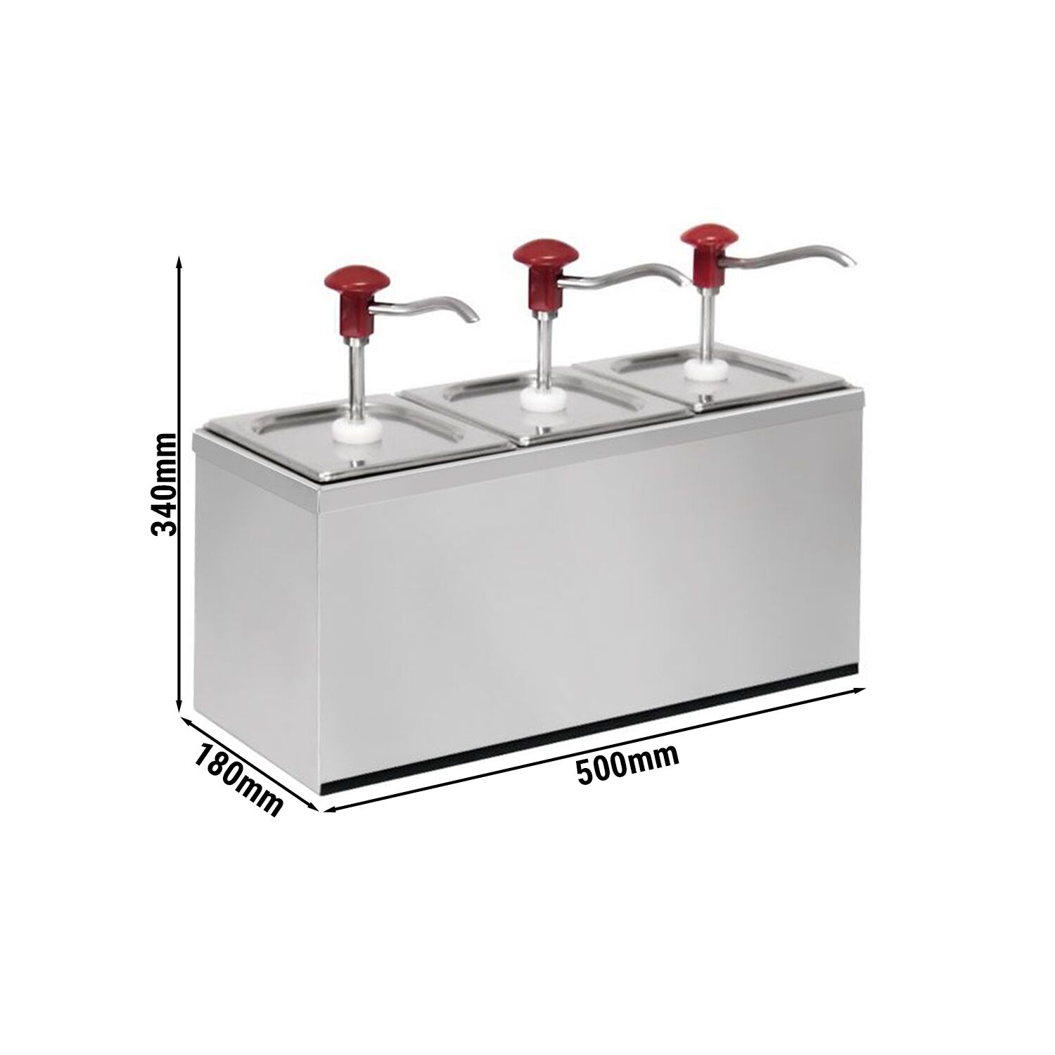 Distributeur de sauces - 3x 2 litres - incl. support en inox