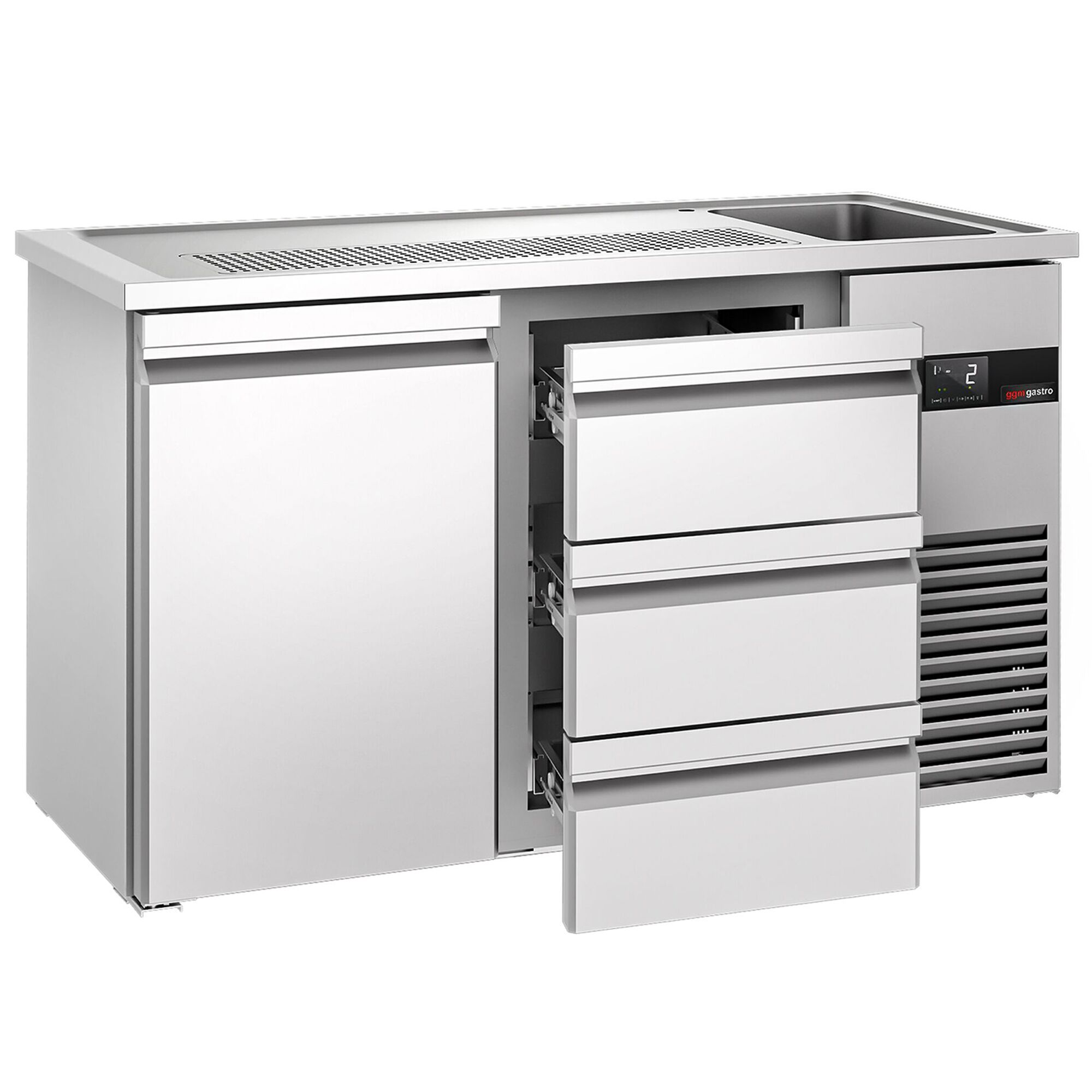 Comptoir de bar réfrigéré PREMIUM - 1550x700mm - 1 porte & 3 tiroirs