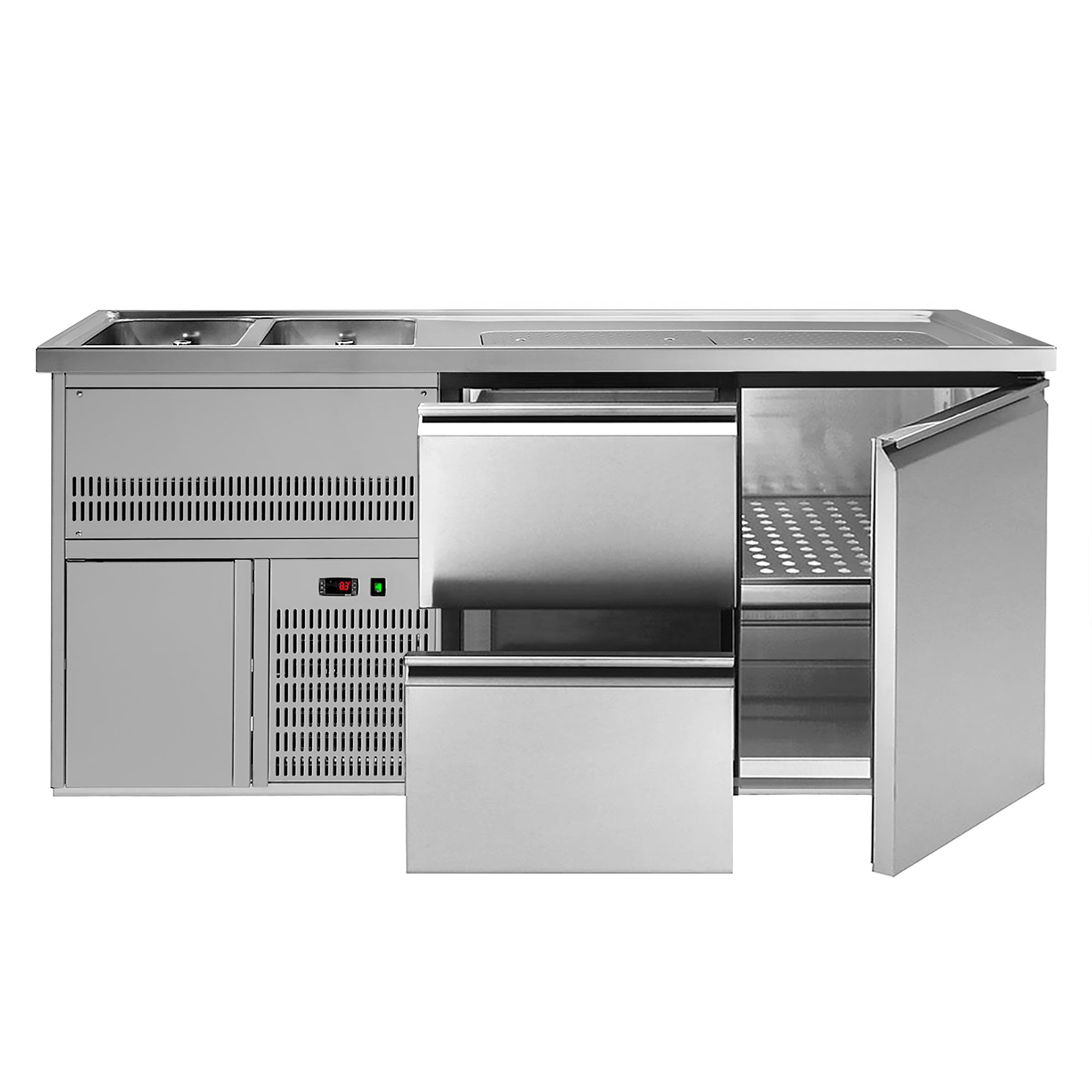 Comptoir à bière Premium PLUS – 1950 × 700 mm – 1 porte & 2 tiroirs
