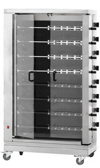 Elektro Hähnchengrill - Glaskeramik - 38,4 kW - mit 8 Spießen für bis zu 48 Hähnchen